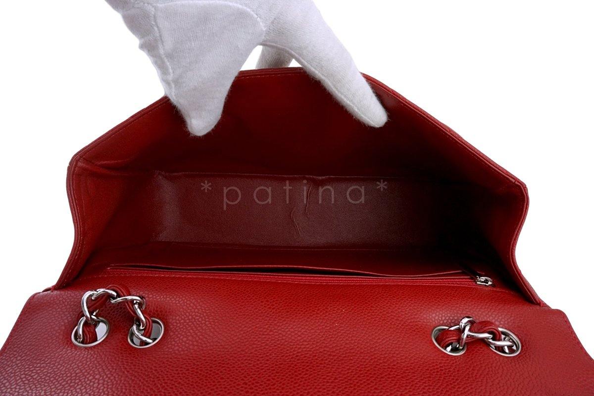 10C Chanel Red Caviar Jumbo 2.55 Classic Flap Bag - Image 10