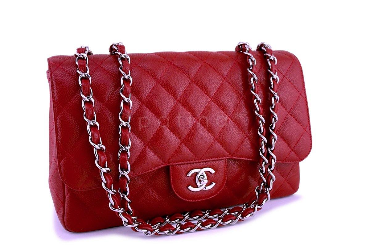 10C Chanel Red Caviar Jumbo 2.55 Classic Flap Bag - Image 2