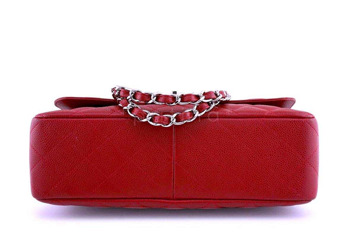 10C Chanel Red Caviar Jumbo 2.55 Classic Flap Bag - Image 6