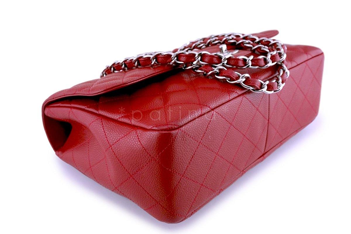 10C Chanel Red Caviar Jumbo 2.55 Classic Flap Bag - Image 7