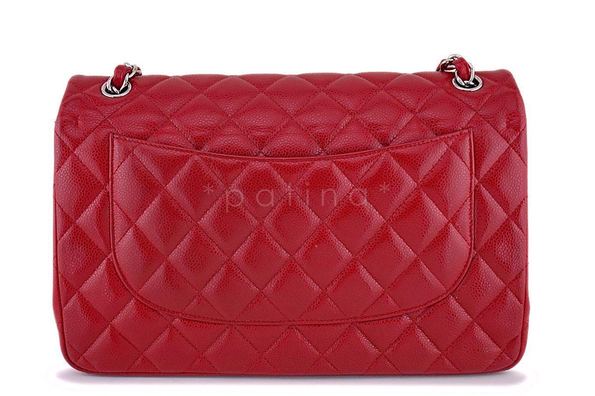 12A Chanel Red Caviar Jumbo Classic Double Flap Bag SHW - Image 5