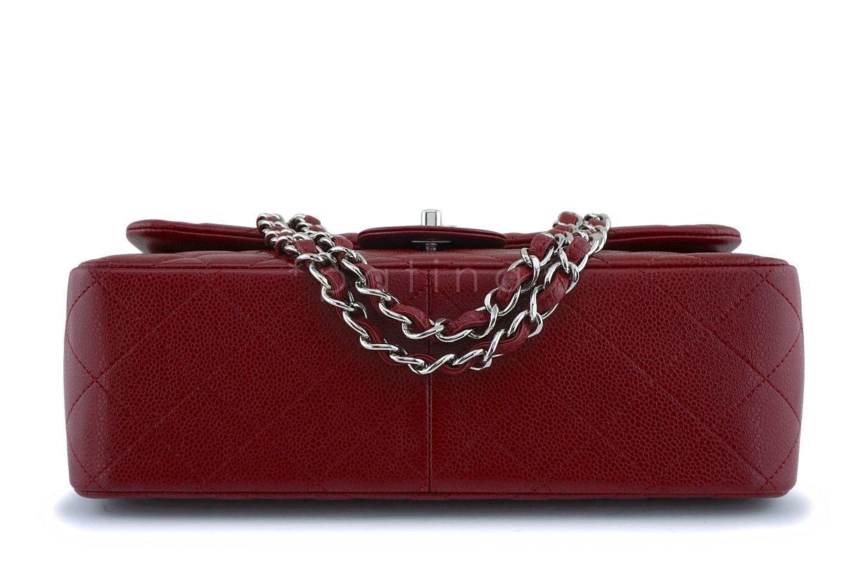 13B Chanel Red Caviar Jumbo Classic Double Flap Bag SHW - Image 6