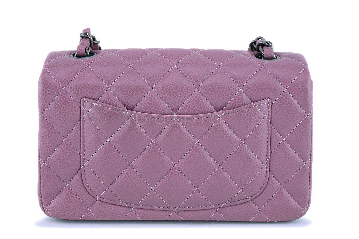 15B Chanel Mauve Pink-Violet Caviar Rectangular Mini Classic Flap Bag RHW - Image 5
