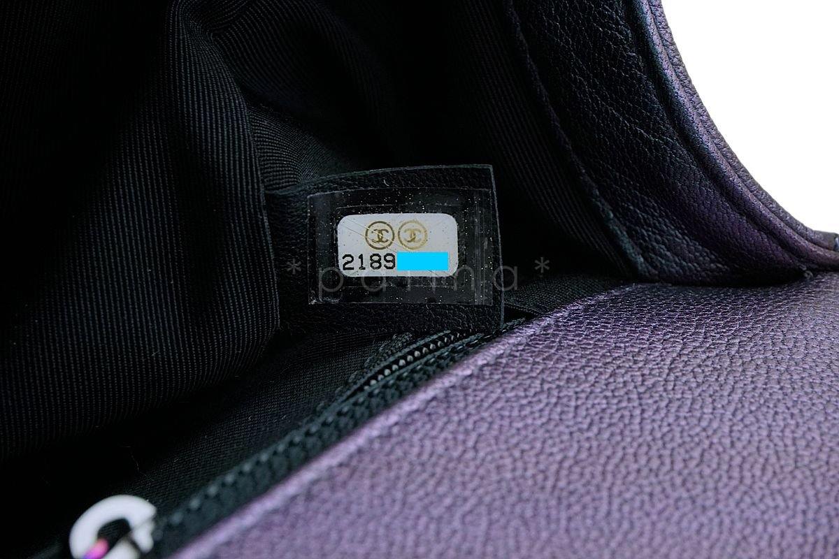16C Chanel Iridescent Purple Mermaid Rainbow Classic Medium Large Boy Bag - Image 13