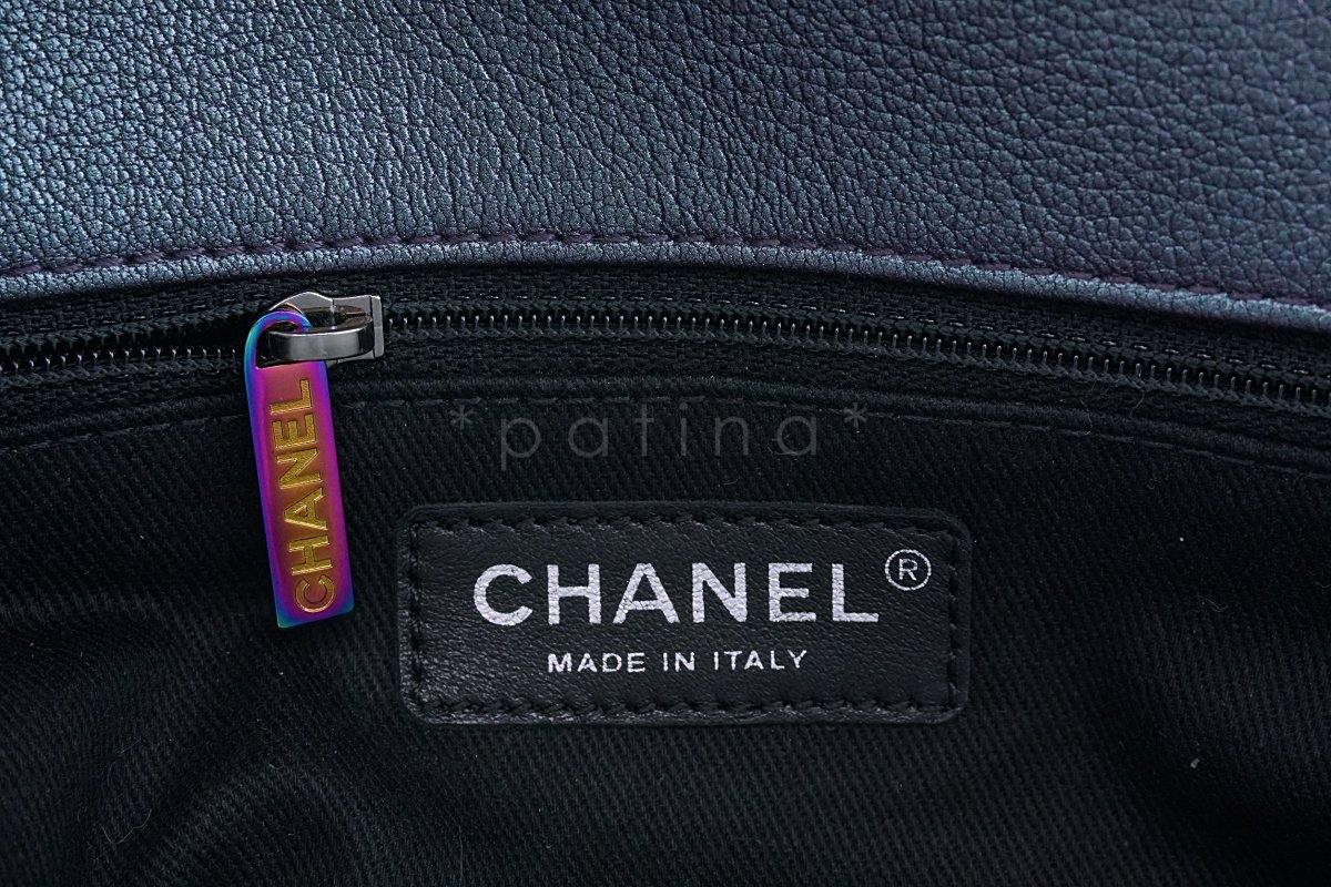 16C Chanel Purple Iridescent Purple Double Carry Classic Flap Bag - Image 13