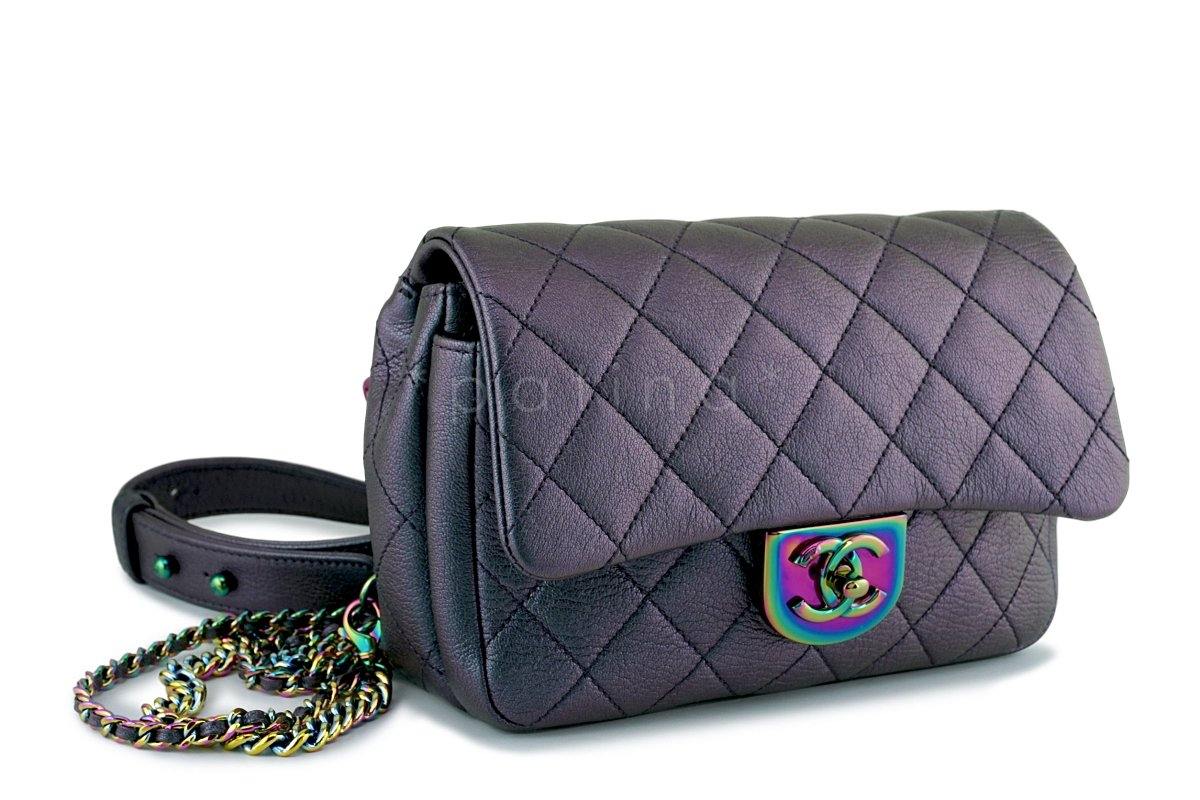 16C Chanel Purple Iridescent Purple Double Carry Classic Flap Bag - Image 4