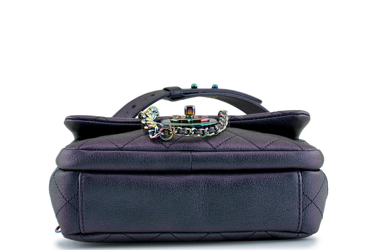 16C Chanel Purple Iridescent Purple Double Carry Classic Flap Bag - Image 6