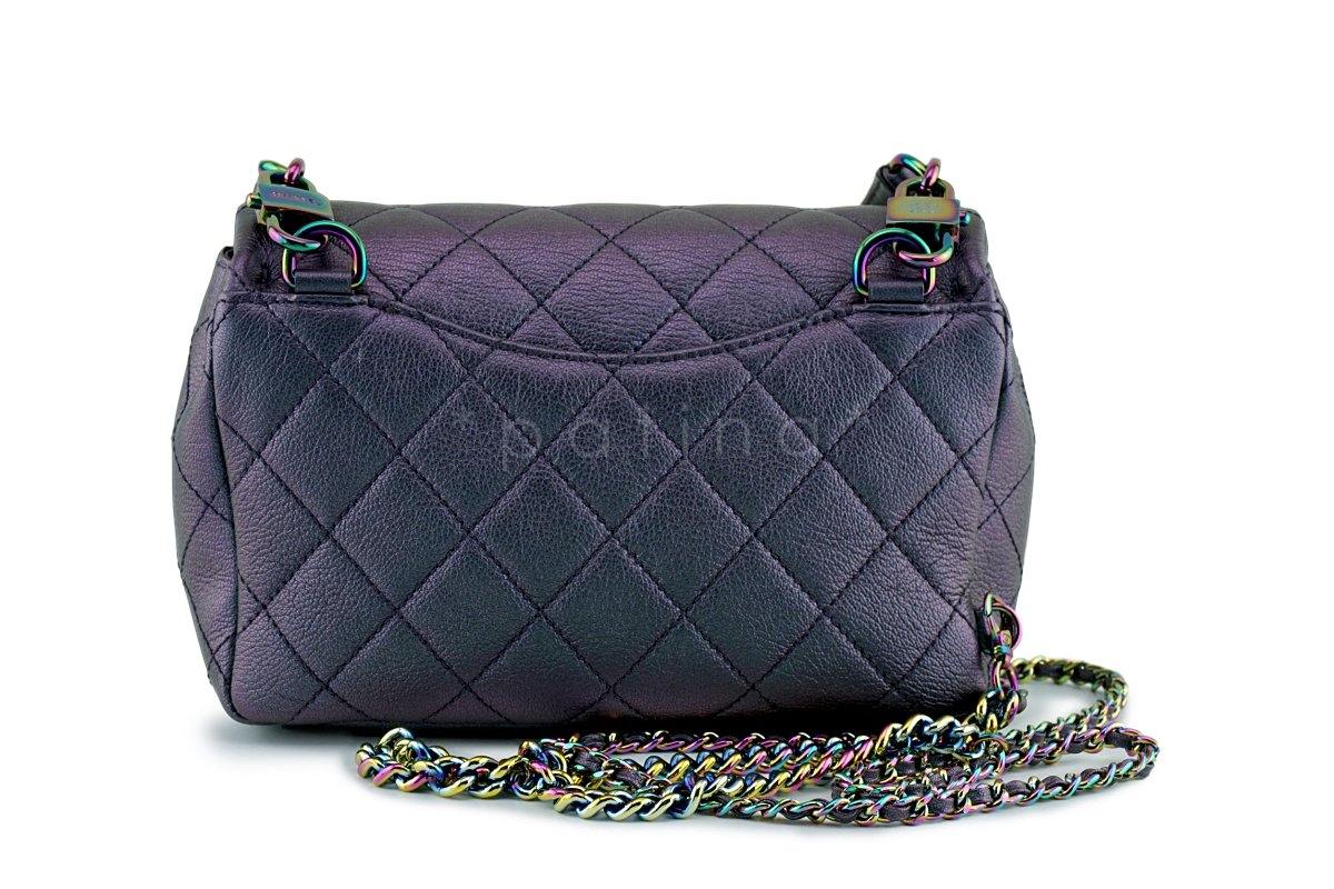 16C Chanel Purple Iridescent Purple Double Carry Classic Flap Bag - Image 7