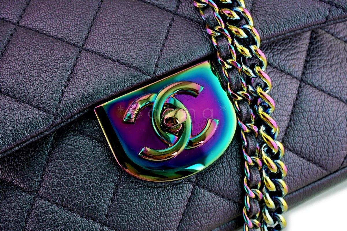 16C Chanel Purple Iridescent Purple Double Carry Classic Flap Bag - Image 8