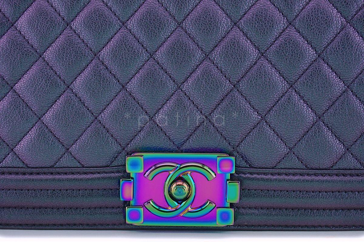 16C Chanel Purple Mermaid Classic Iridescent Boy Flap Bag Medium - Image 8