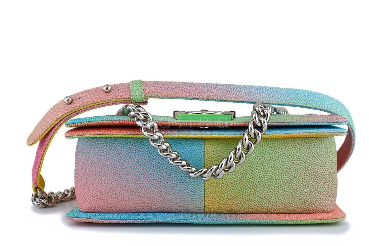 17C Chanel Rainbow Caviar Boy Cuba Multicolor Classic Boy Flap Bag - Image 6