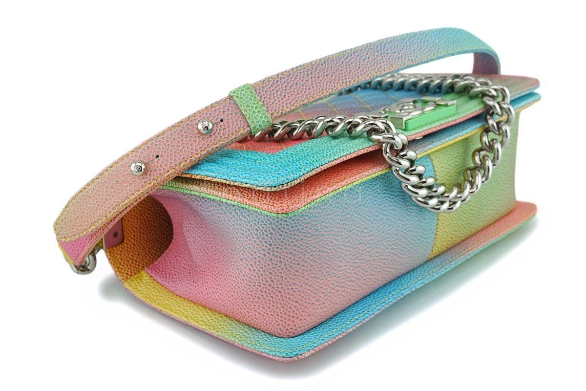 17C Chanel Rainbow Caviar Boy Cuba Multicolor Classic Boy Flap Bag - Image 7