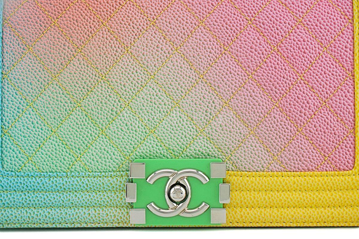 17C Chanel Rainbow Caviar Medium Classic Boy Flap Bag SHW F2K - Image 8