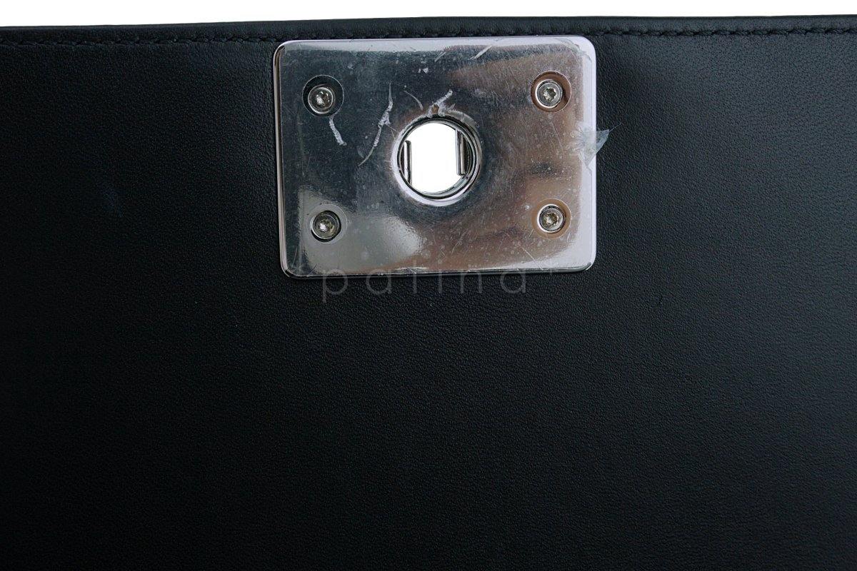 17K Chanel Black Glitter Chevron Patent Boy Flap Small Bag - Image 10