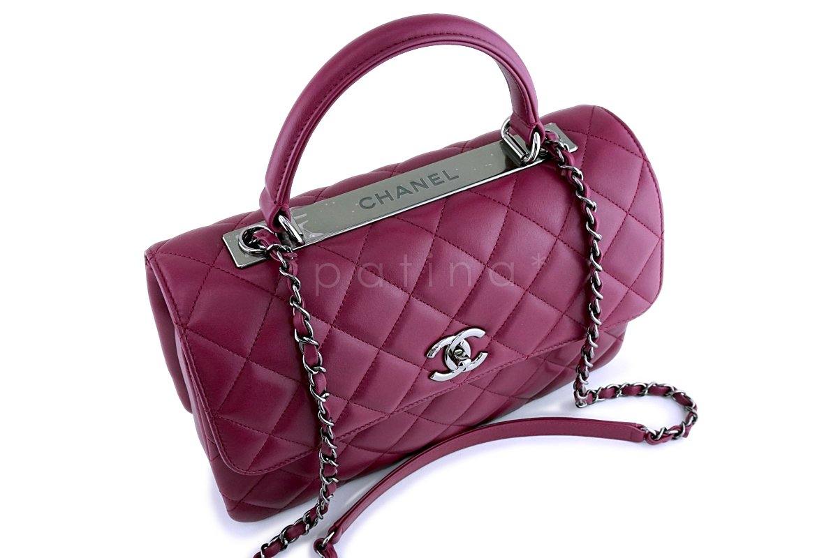 17K Chanel Dark Pink Medium-Large Trendy CC Classic Handle Kelly Flap Tote Bag - Image 8