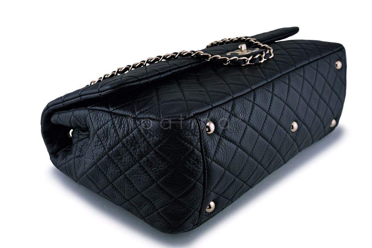 17S Chanel Black Ltd Airlines Runway Travel XXL Classic Flap Bag GHW - Image 7