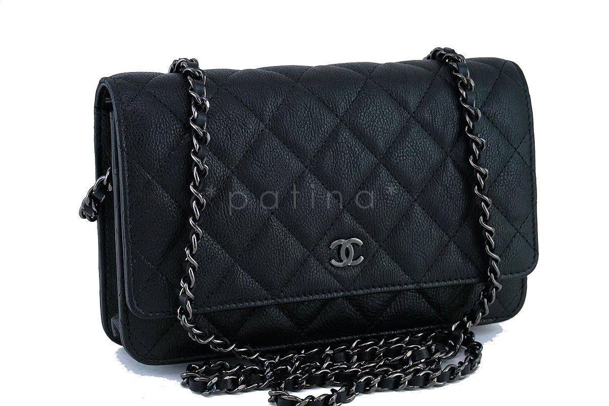 17S Chanel So Black Classic Quilted WOC Wallet on Chain Flap Bag - Image 2