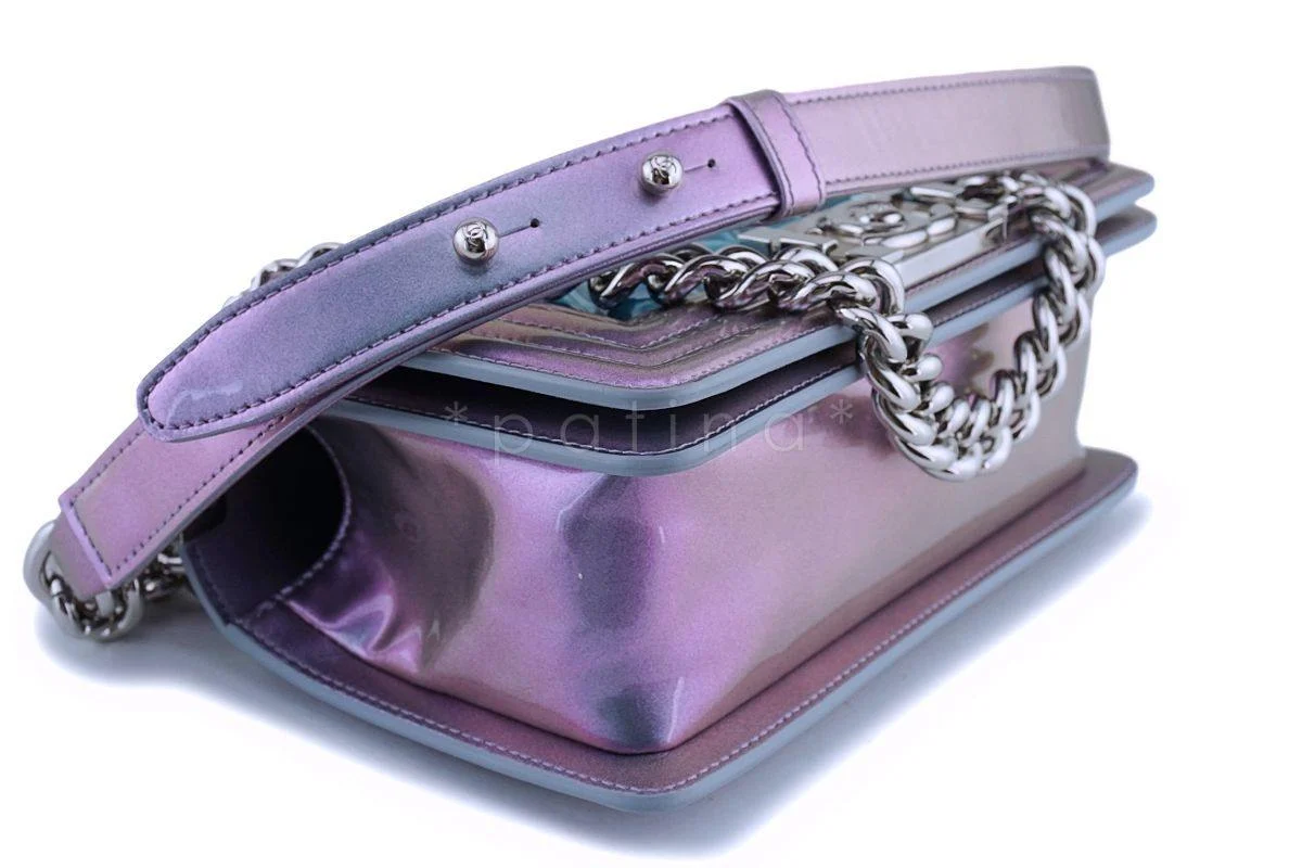 18S Chanel Iridescent Purple Mermaid Small Classic Water Boy Flap Bag SHW - Image 6