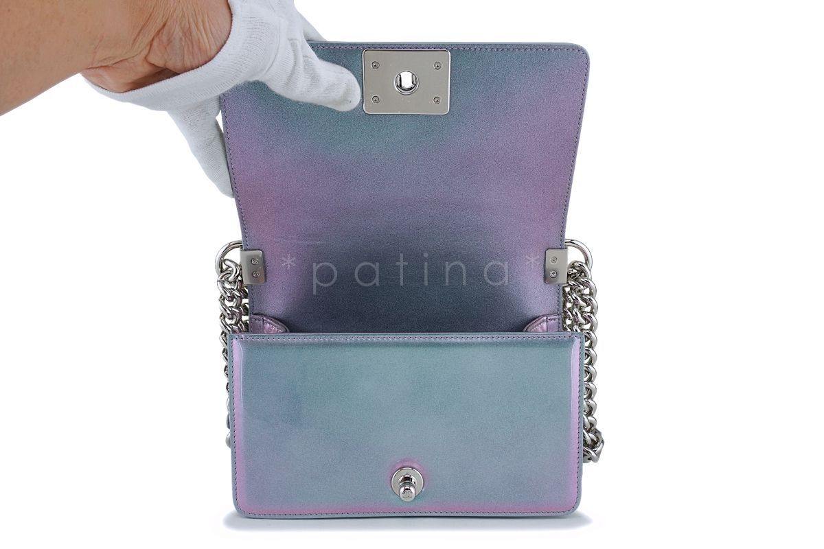 18S Chanel Iridescent Purple Mermaid Small Classic Water Boy Flap Bag SHW - Image 8