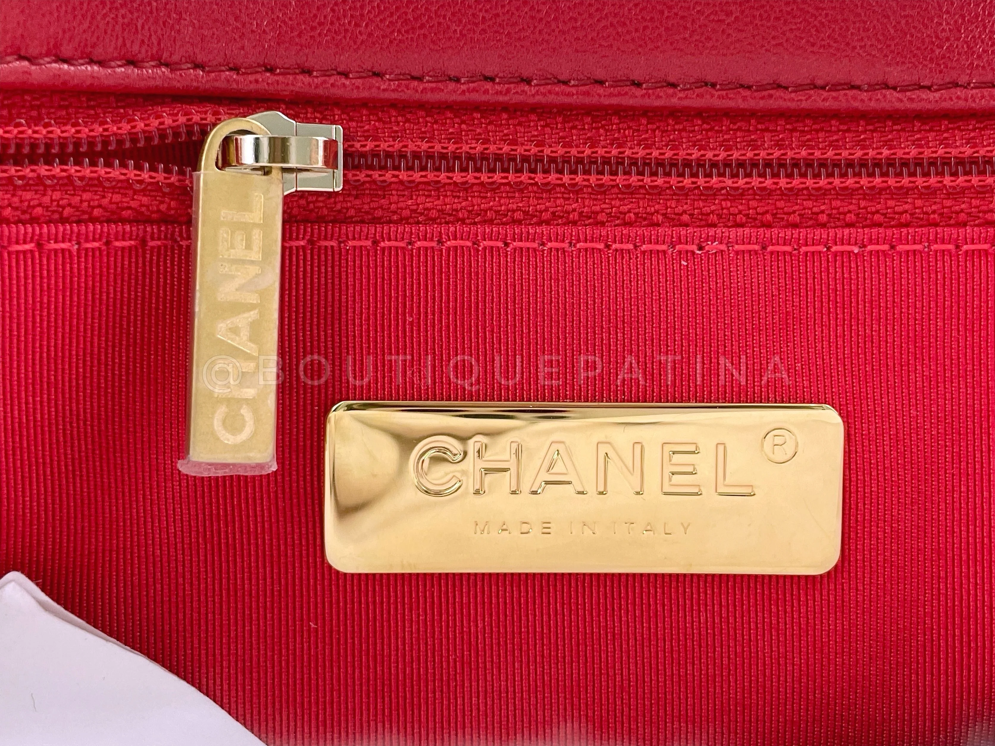 21S Chanel 19 Red Flap Bag Small - Image 12