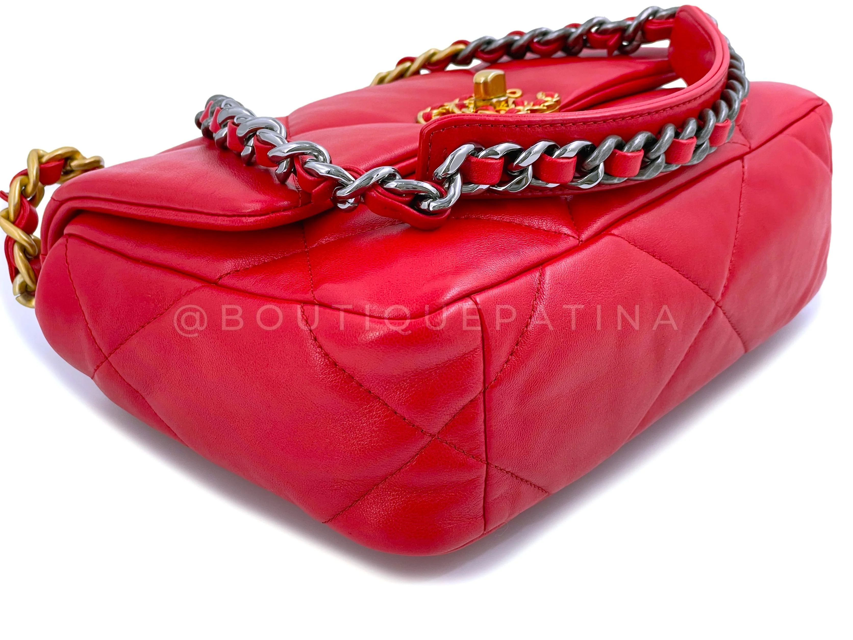 21S Chanel 19 Red Flap Bag Small - Image 7