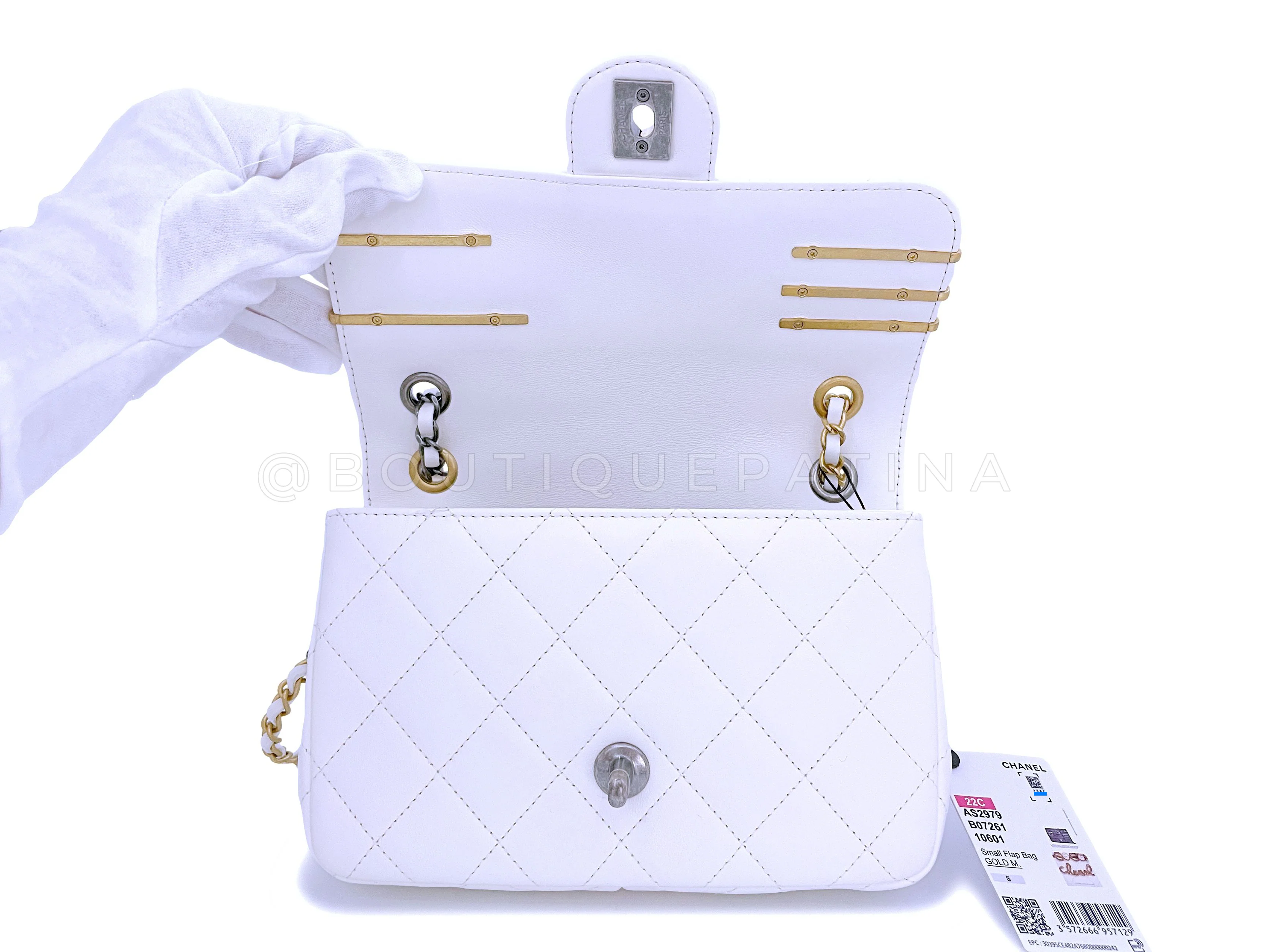 22C Chanel Limited White Charms Small Mini Cruise Flap Bag - Image 11