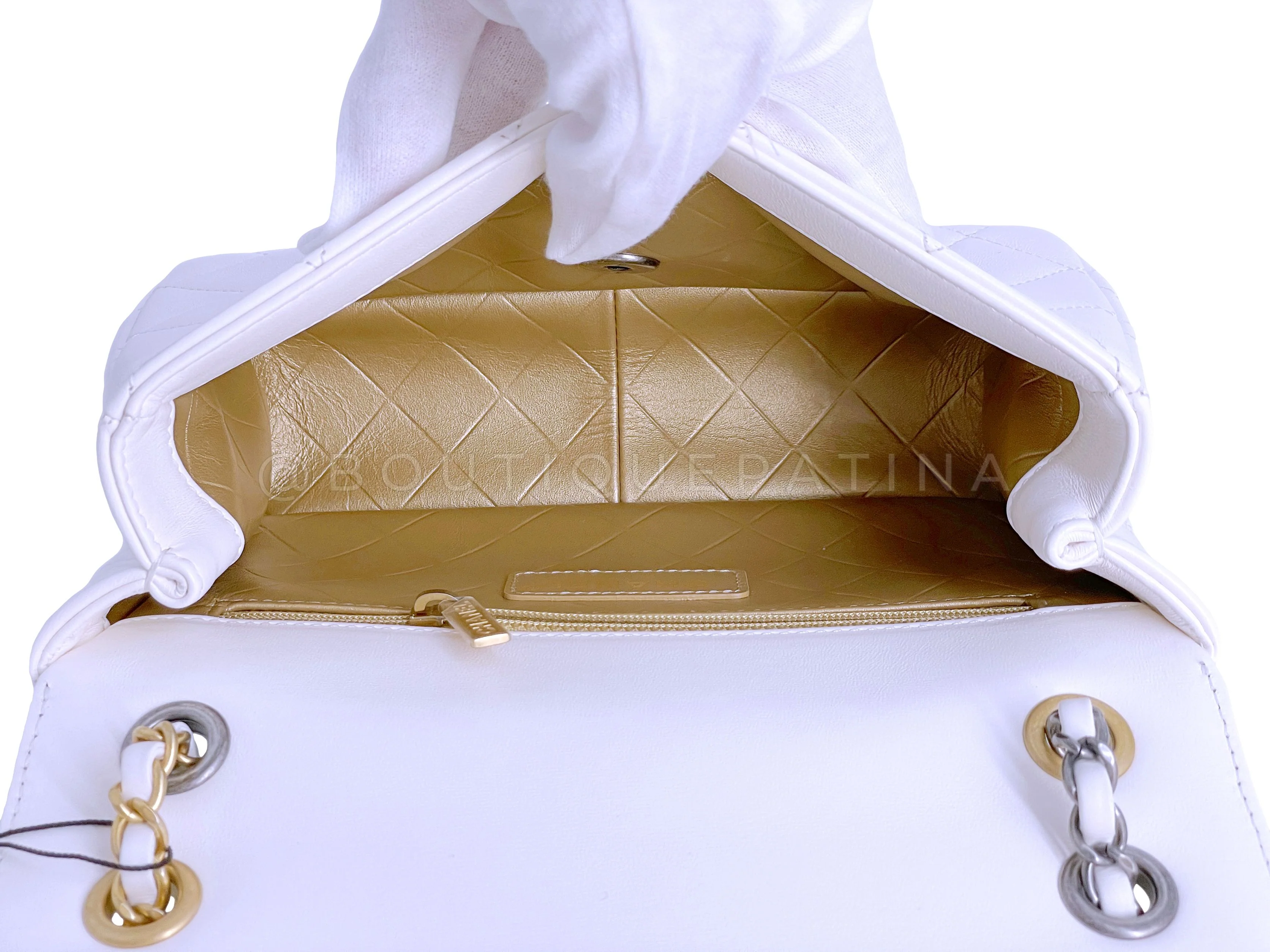 22C Chanel Limited White Charms Small Mini Cruise Flap Bag - Image 12