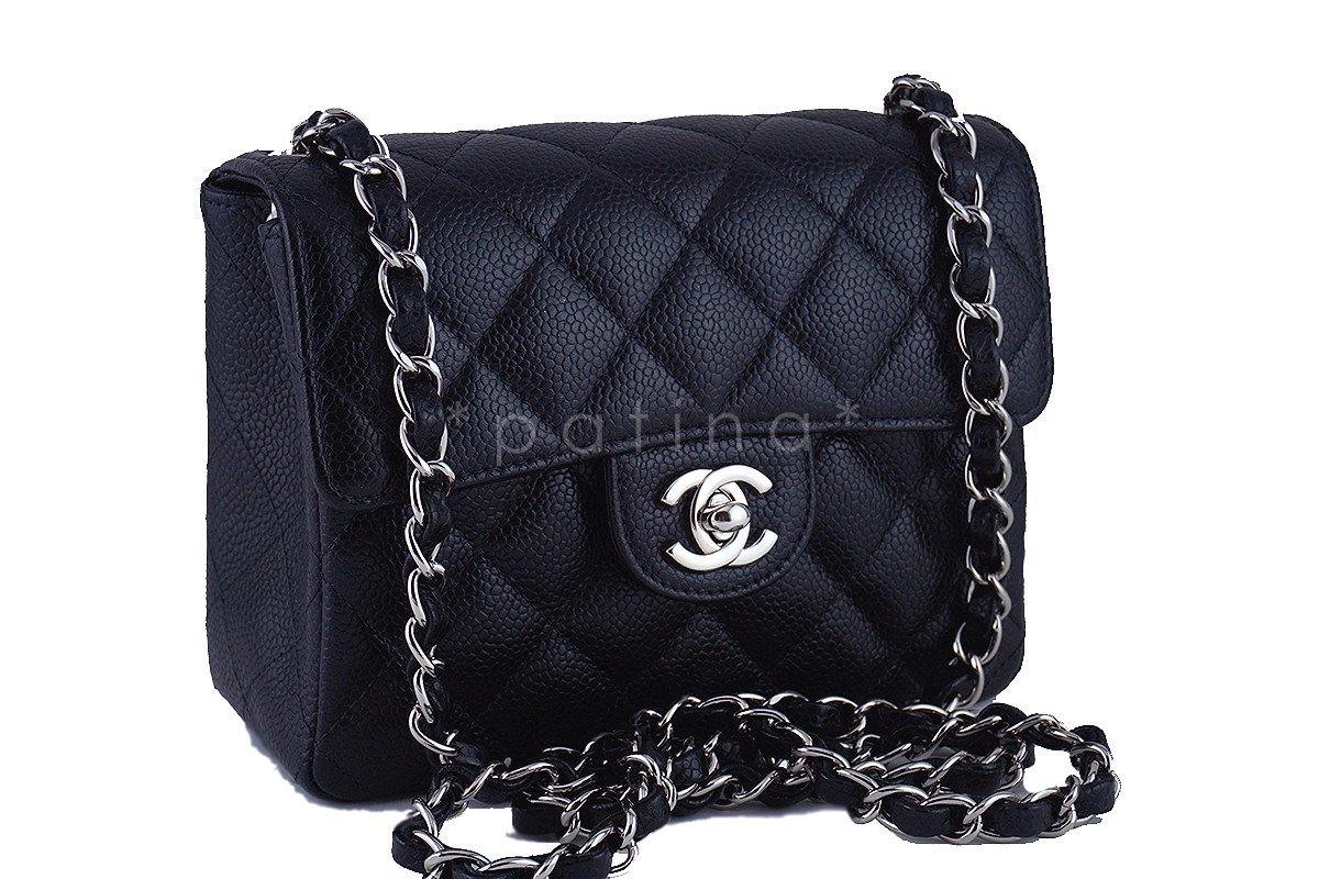 Chanel Black Caviar Classic Quilted Square Mini 2.55 Flap Bag, SHW - Image 2