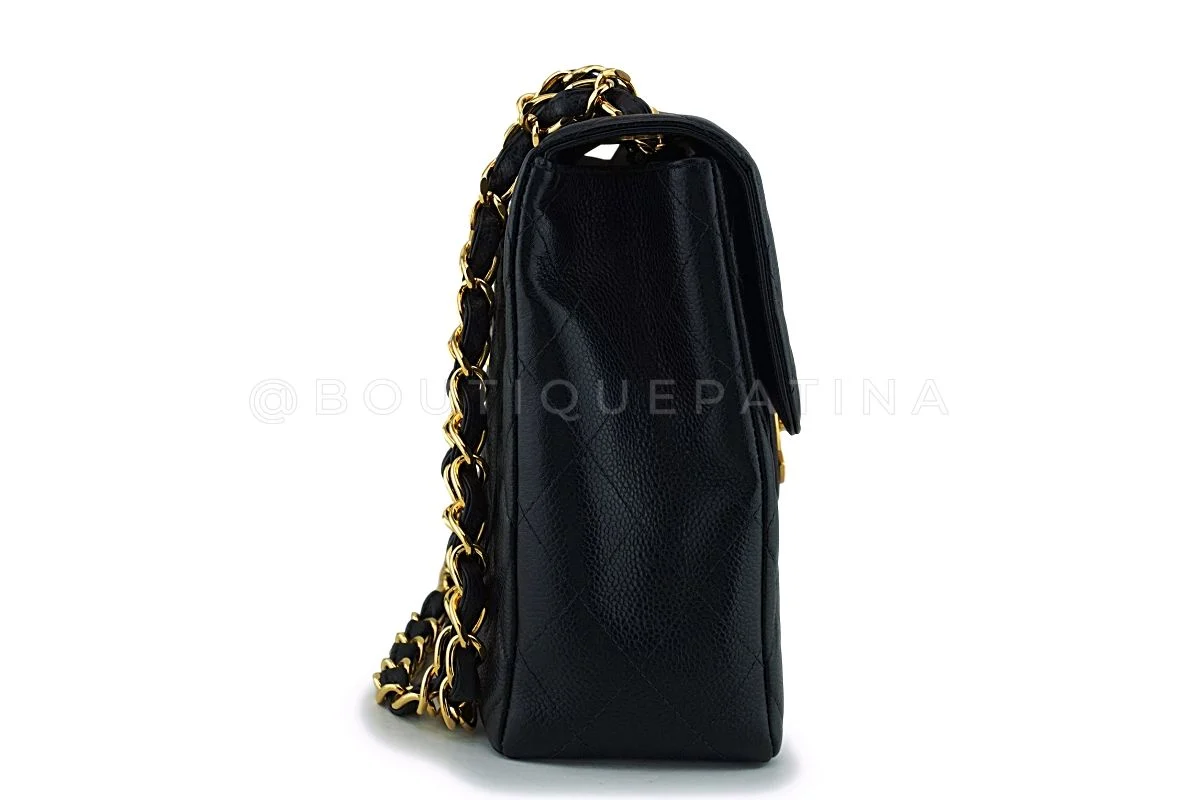 Pristine Chanel 1997 Vintage Black Caviar Jumbo Classic Flap Bag 24k GHW - Image 4