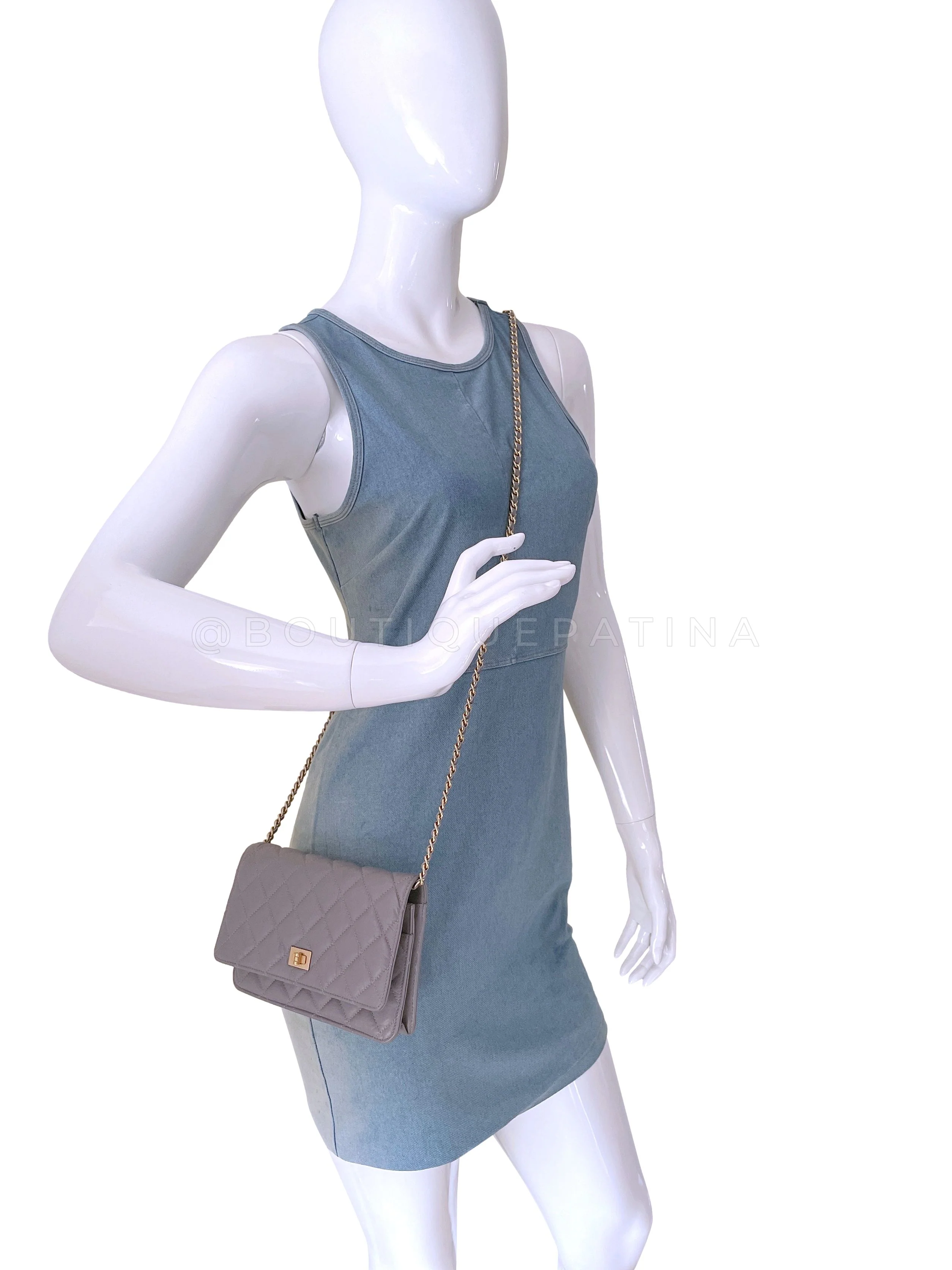 Chanel 2011 Lavender Gray Reissue Wallet on Chain Flap Bag WOC GHW - Image 14