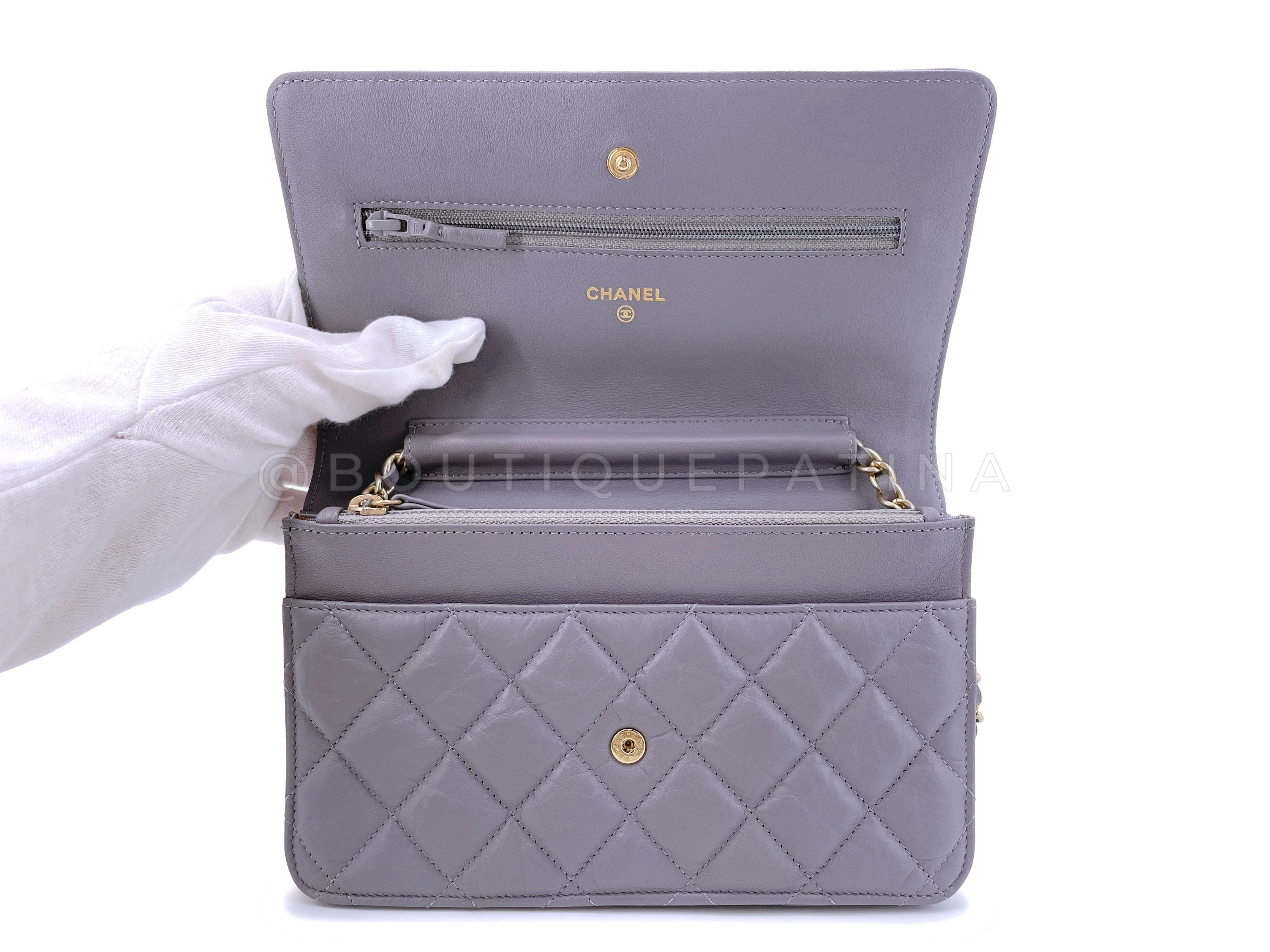 Chanel 2011 Lavender Gray Reissue Wallet on Chain Flap Bag WOC GHW - Image 9