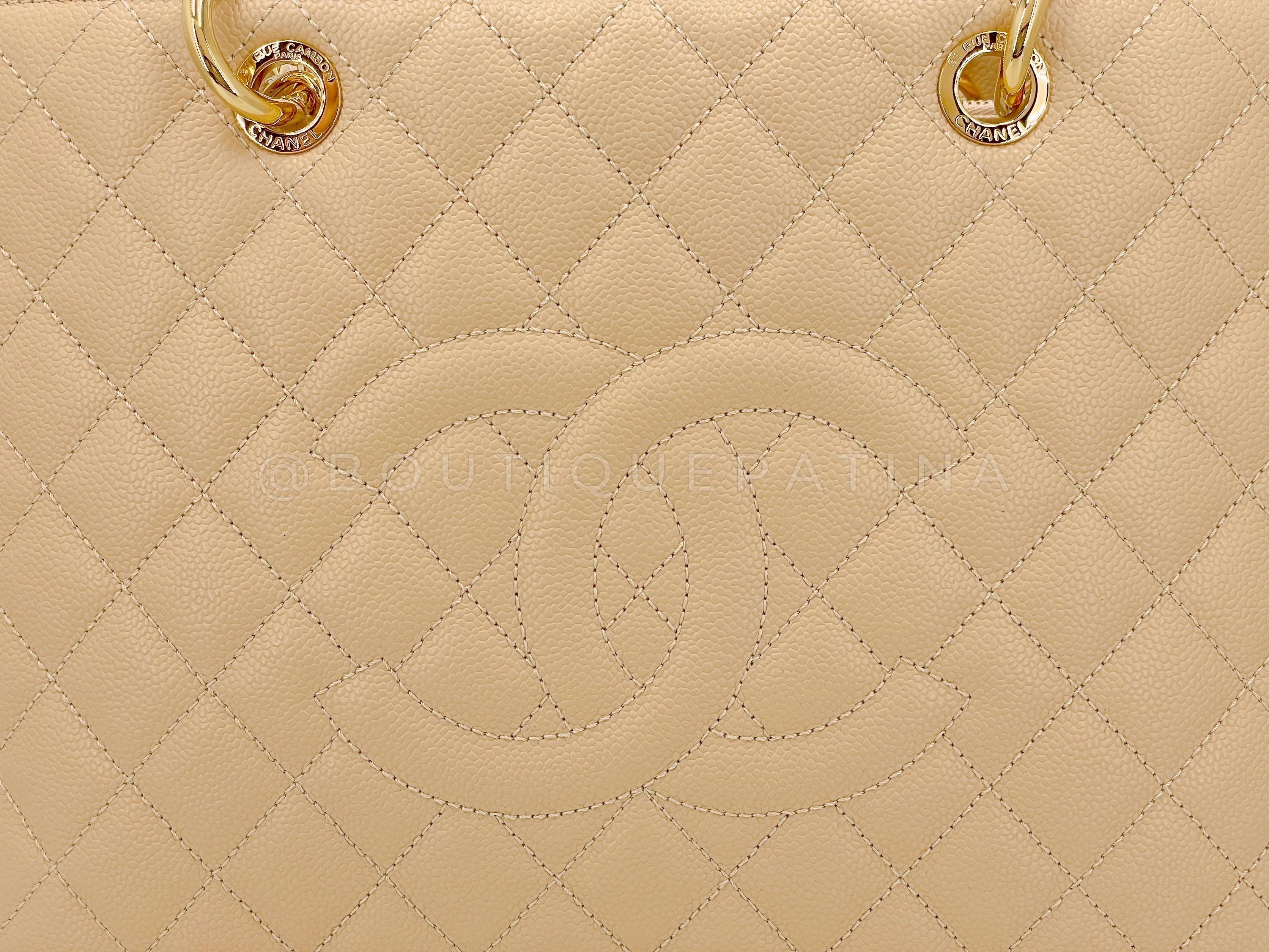 Pristine Chanel Beige Caviar Grand Shopper Tote GST Bag GHW SJU - Image 8