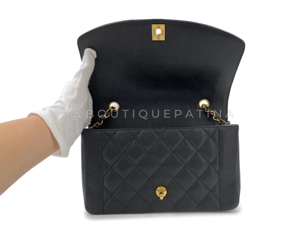 Chanel 1994 Vintage Black Caviar Medium Diana Flap Bag 24k GHW 21Z - Image 9