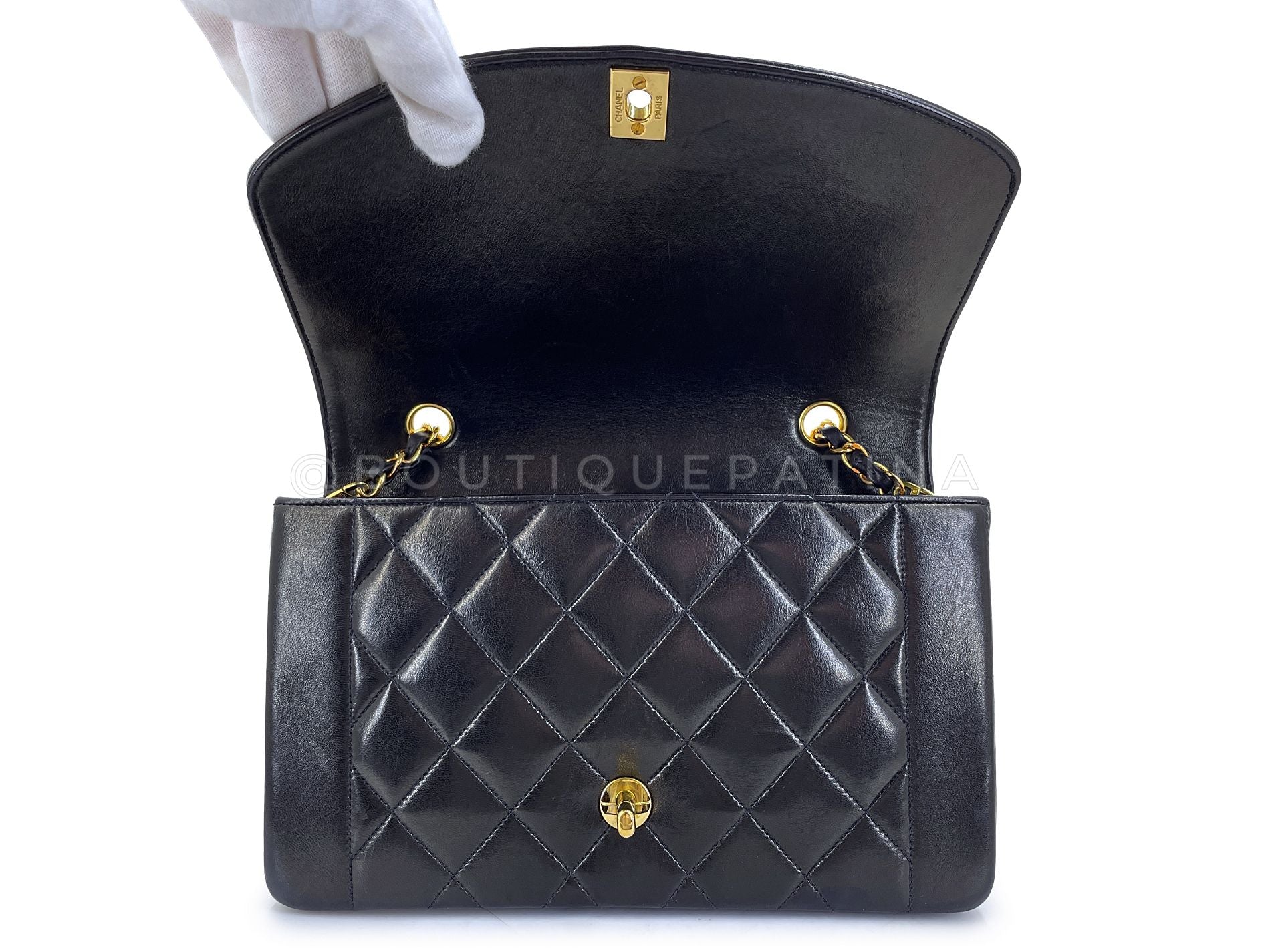 Chanel Vintage Black Lambskin Medium Diana Flap Bag 24k GHW F1D - Image 9