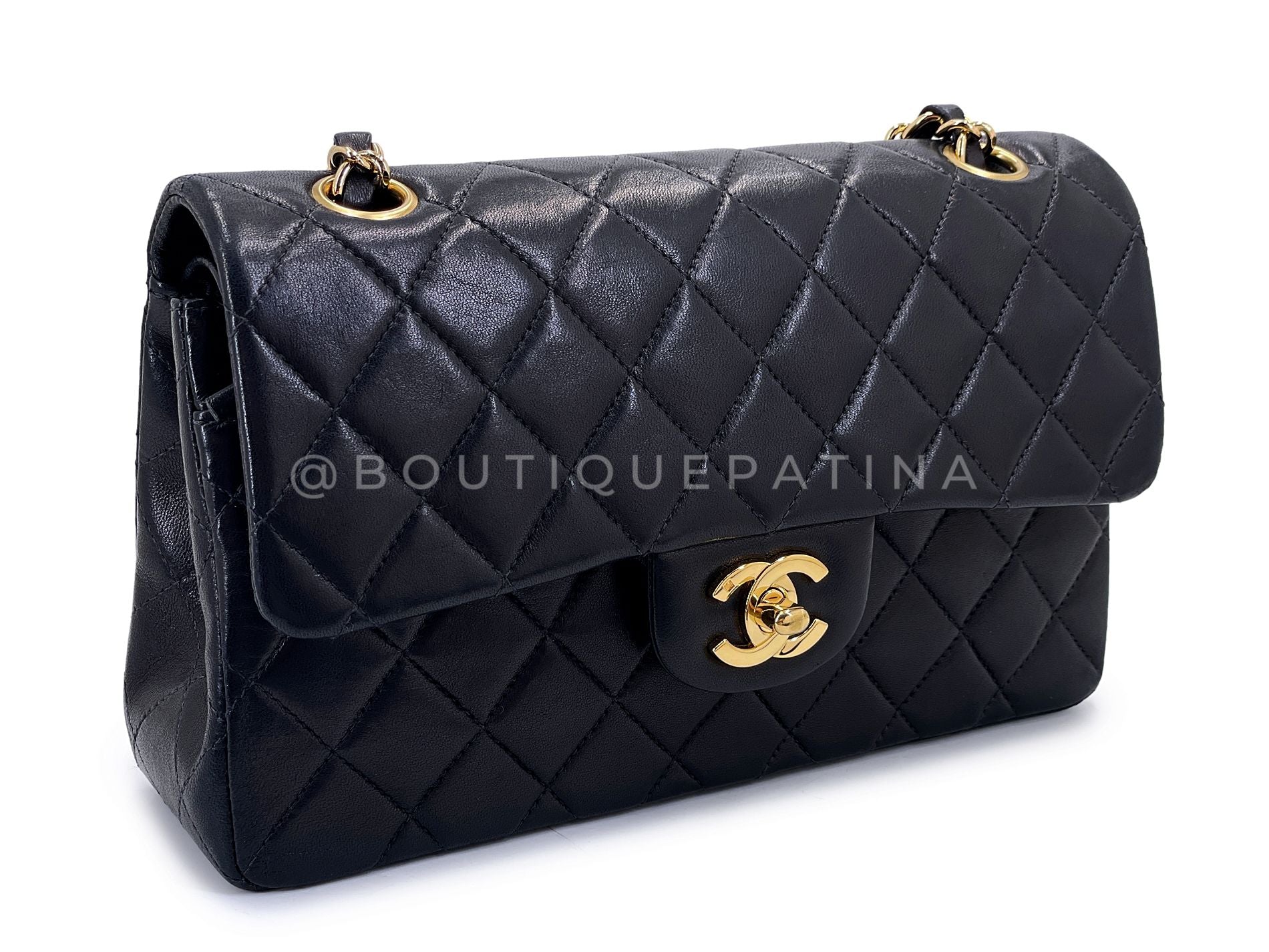 Chanel 2003 Vintage Black Lambskin Small Classic Double Flap Bag 24k GHW AGE - Image 3