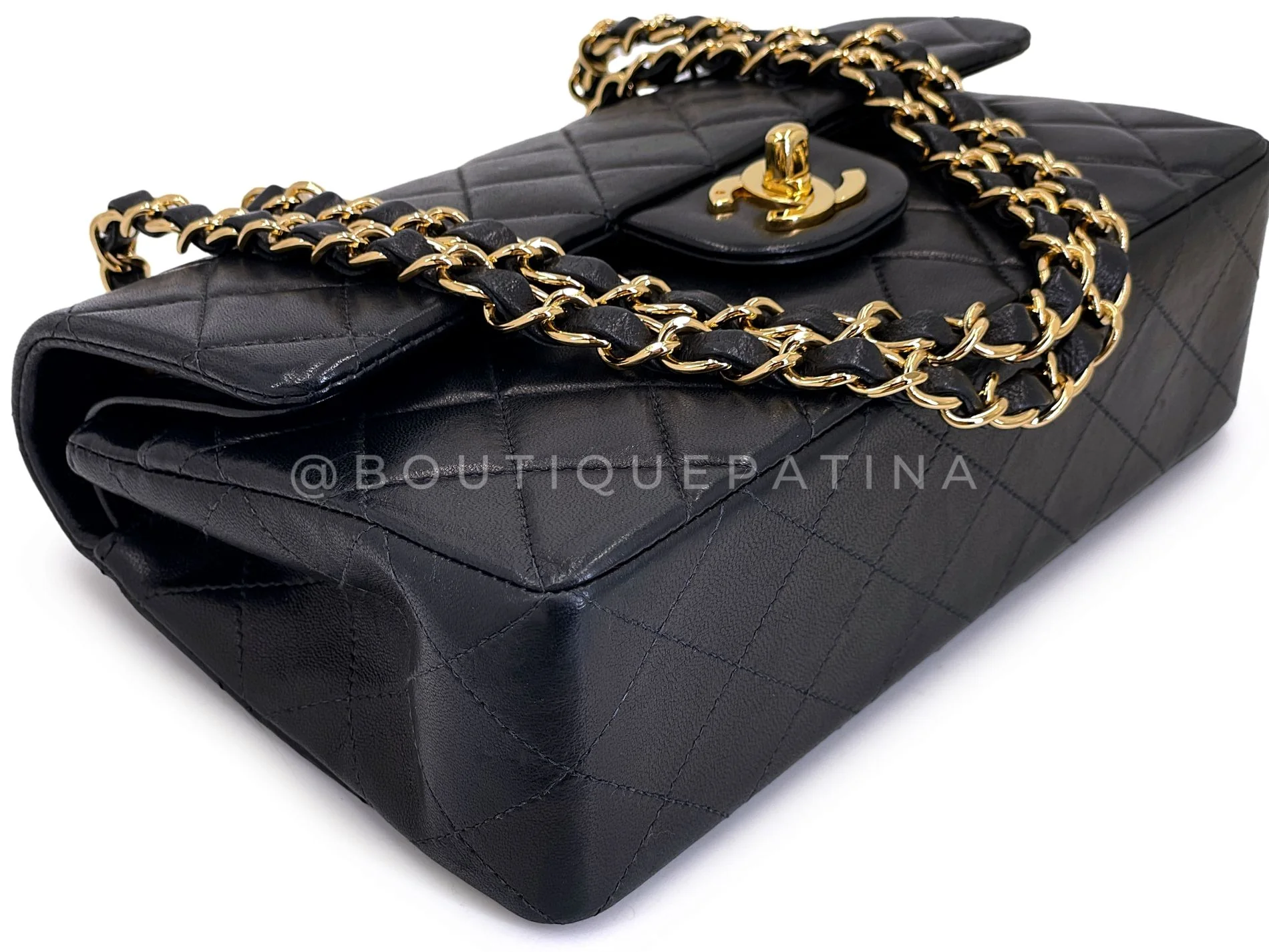 Chanel 2003 Vintage Black Lambskin Small Classic Double Flap Bag 24k GHW AGE - Image 7