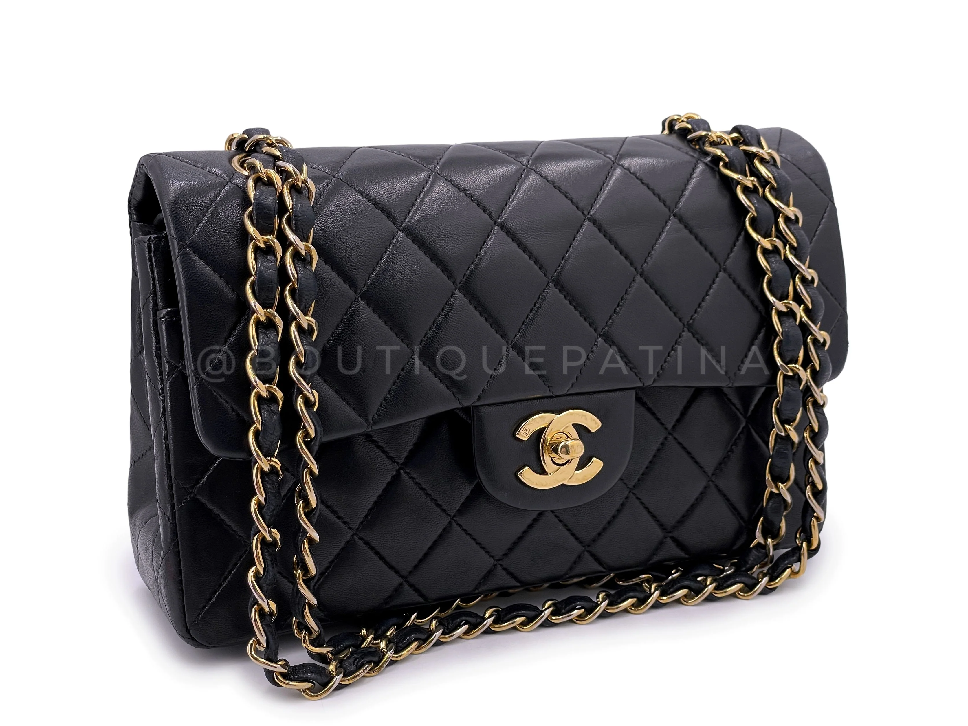 Chanel 2003 Vintage Black Small Classic Double Flap Bag 24k GHW Lambskin - Image 2