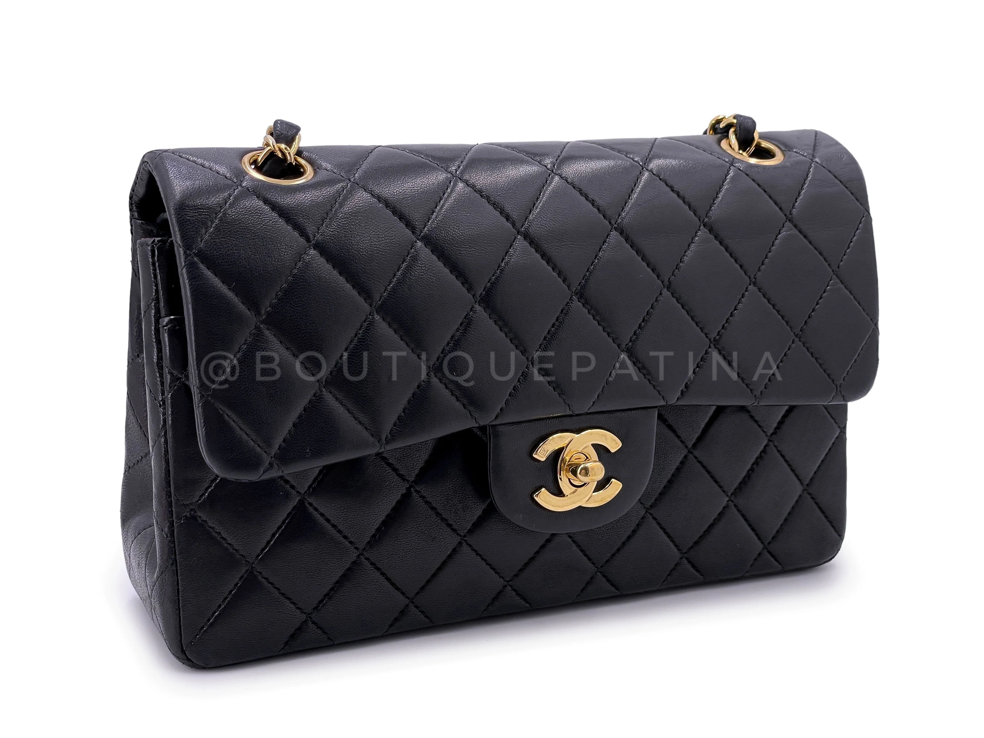 Chanel 2003 Vintage Black Small Classic Double Flap Bag 24k GHW Lambskin - Image 3
