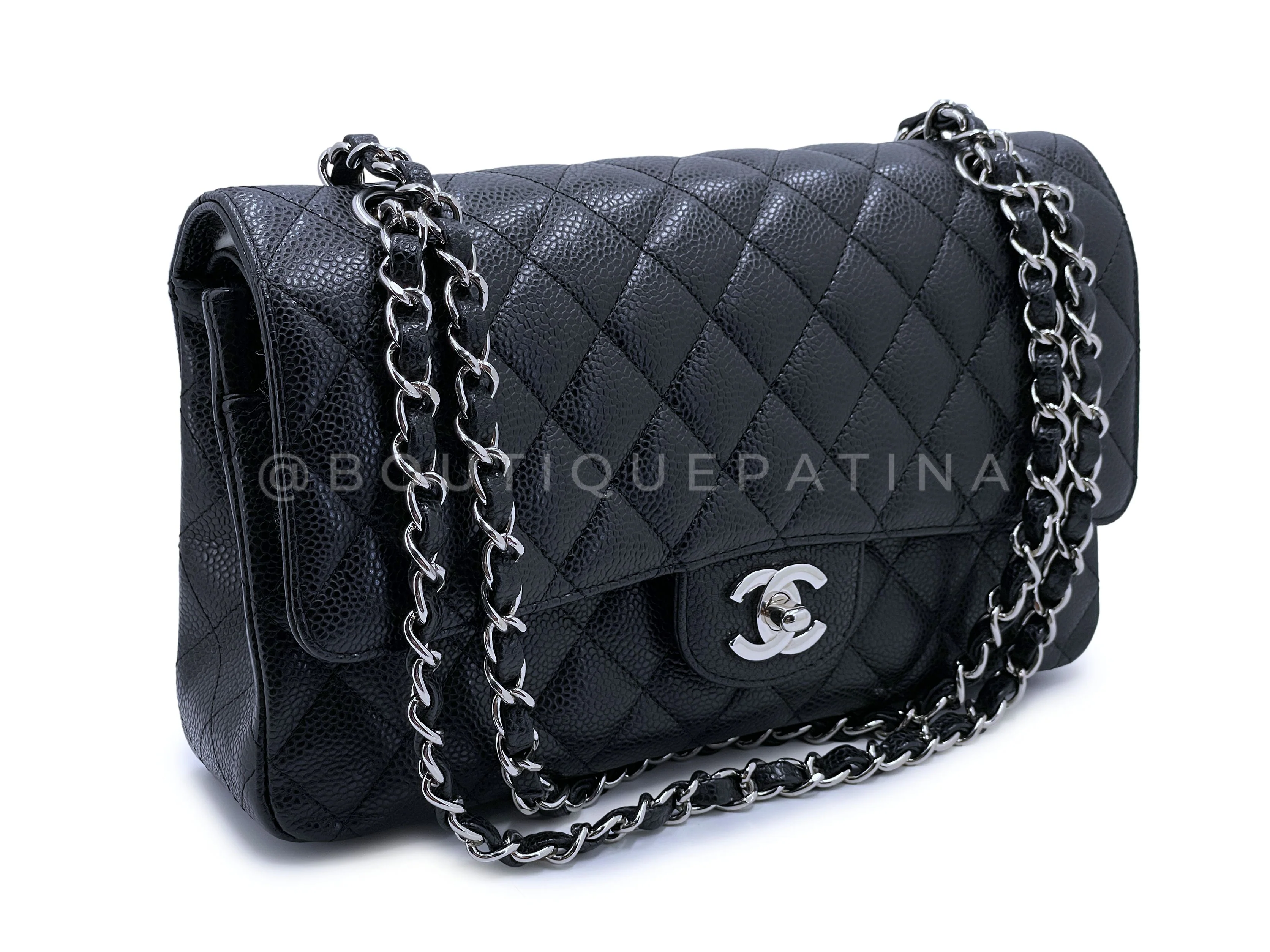 Chanel Black Caviar Medium Flap Bag Classic Double 2009 SHW DER - Image 2