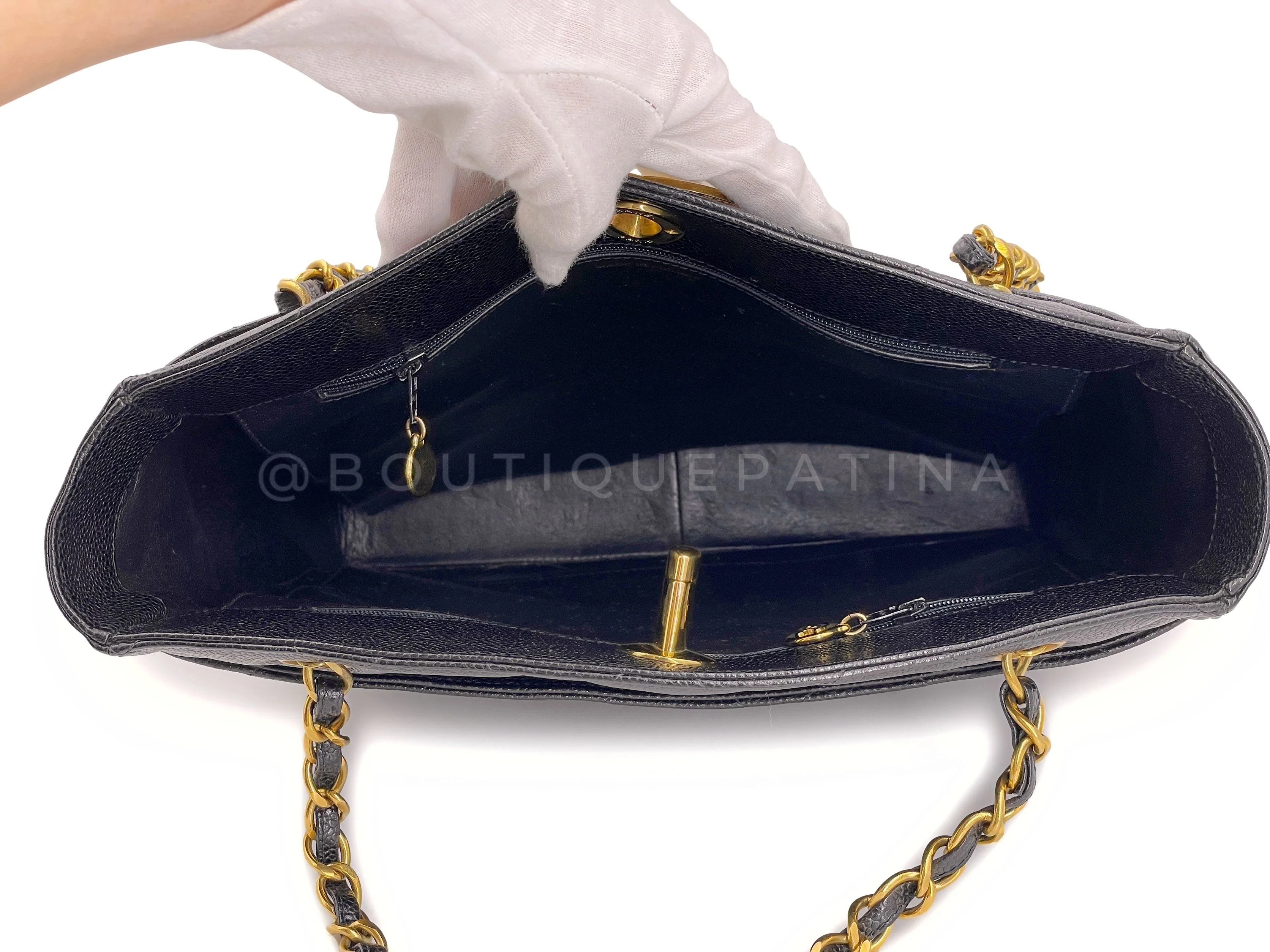 Chanel 1994 Vintage Caviar CC Clasp Shopper Tote Bag 24k GHW - Image 9