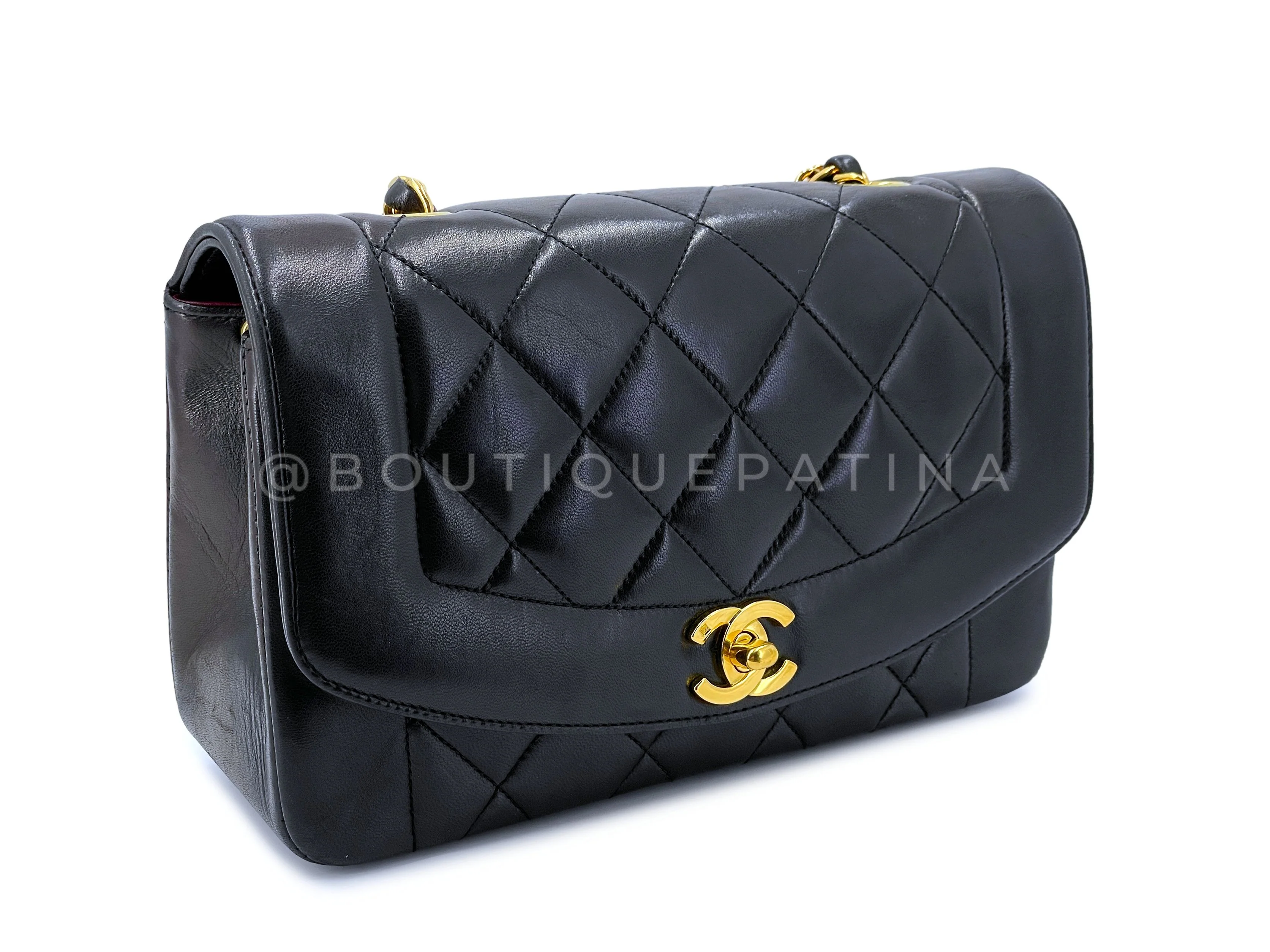 Pristine Chanel Vintage 1994 Small Black Diana Flap Bag 24k GHW VTN - Image 3