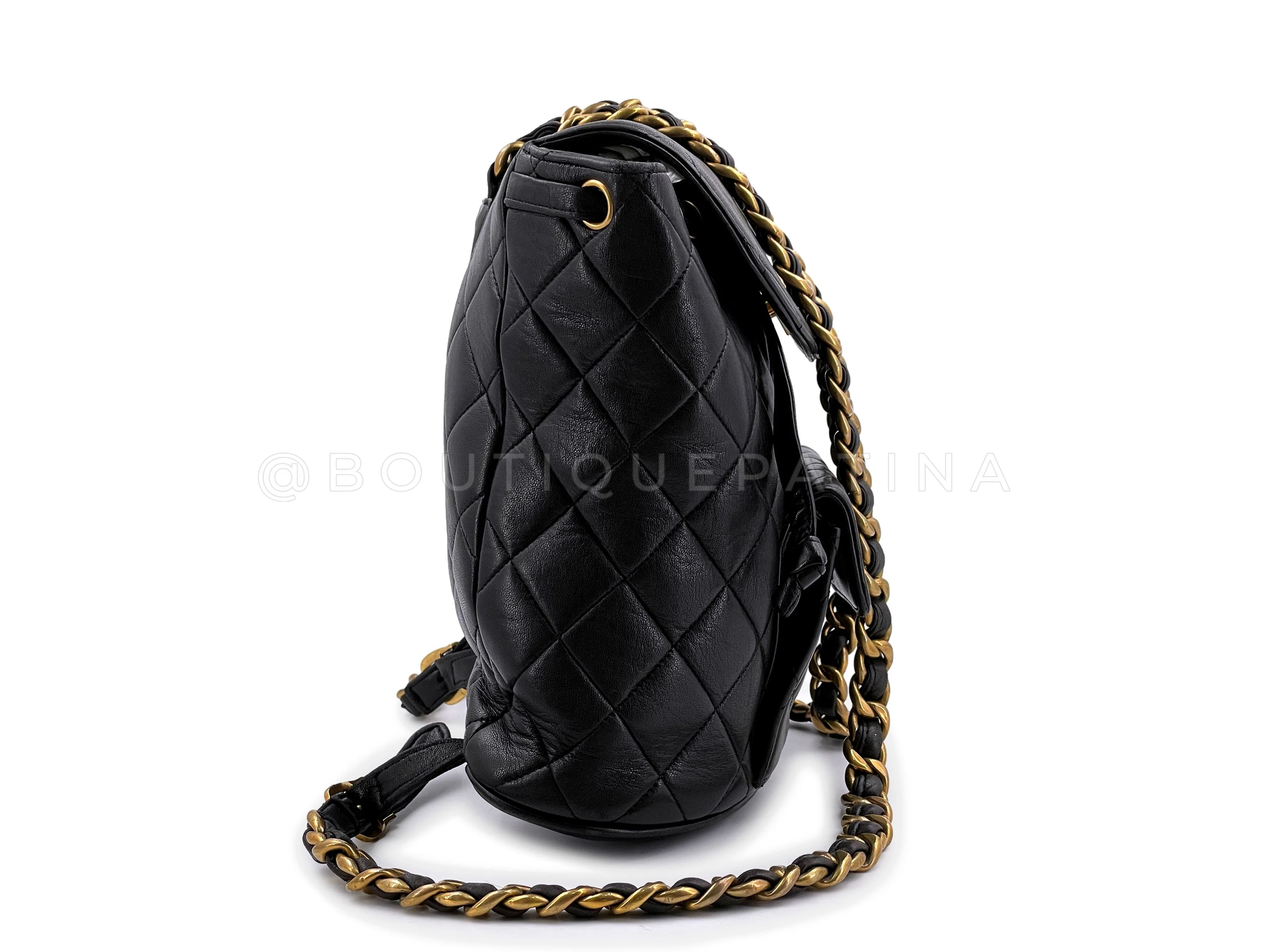 Chanel Black Vintage Lambskin Duma Backpack Bag 24k GHW CAR - Image 4