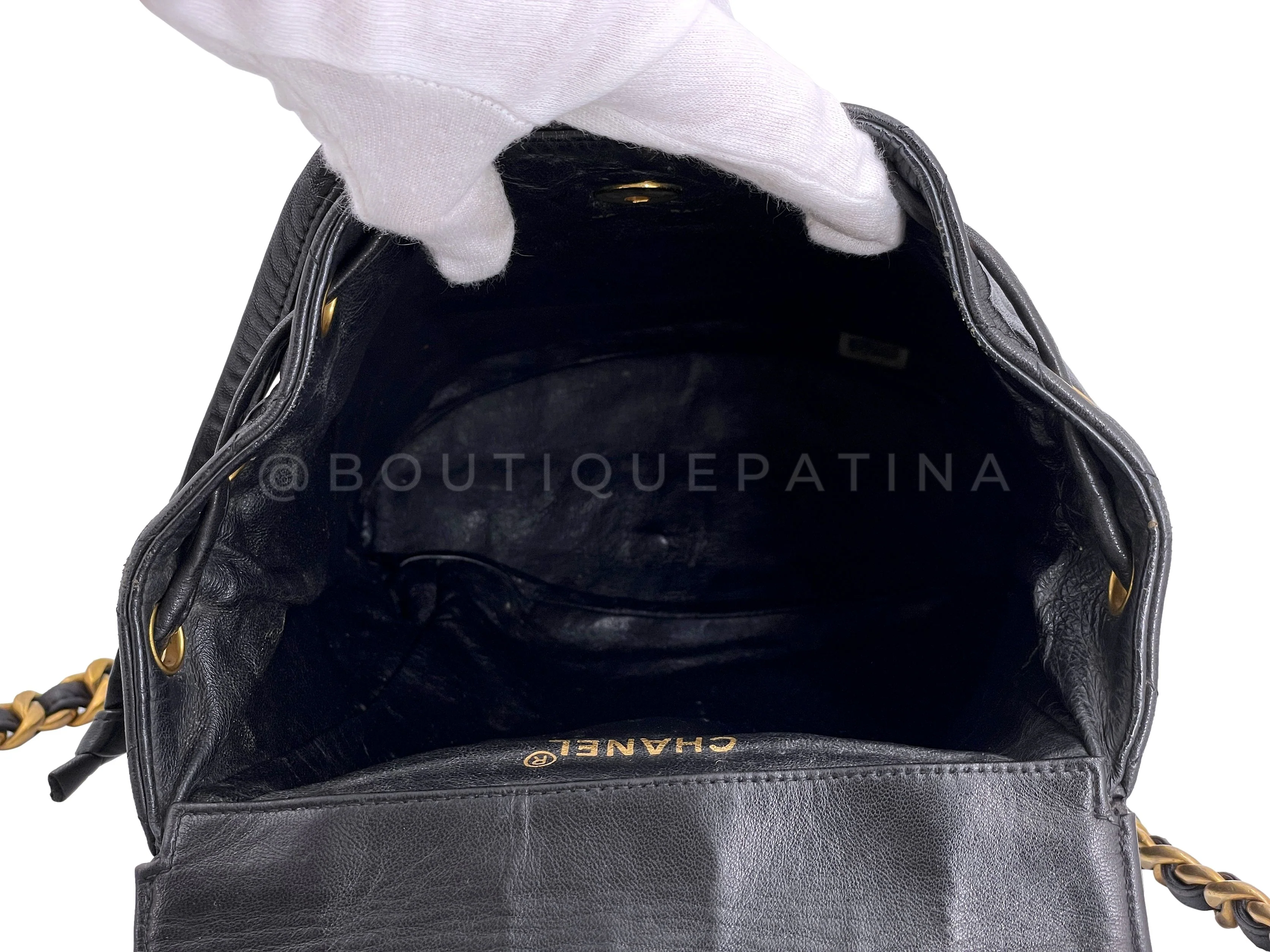 Chanel Black Vintage Lambskin Duma Backpack Bag 24k GHW CAR - Image 9