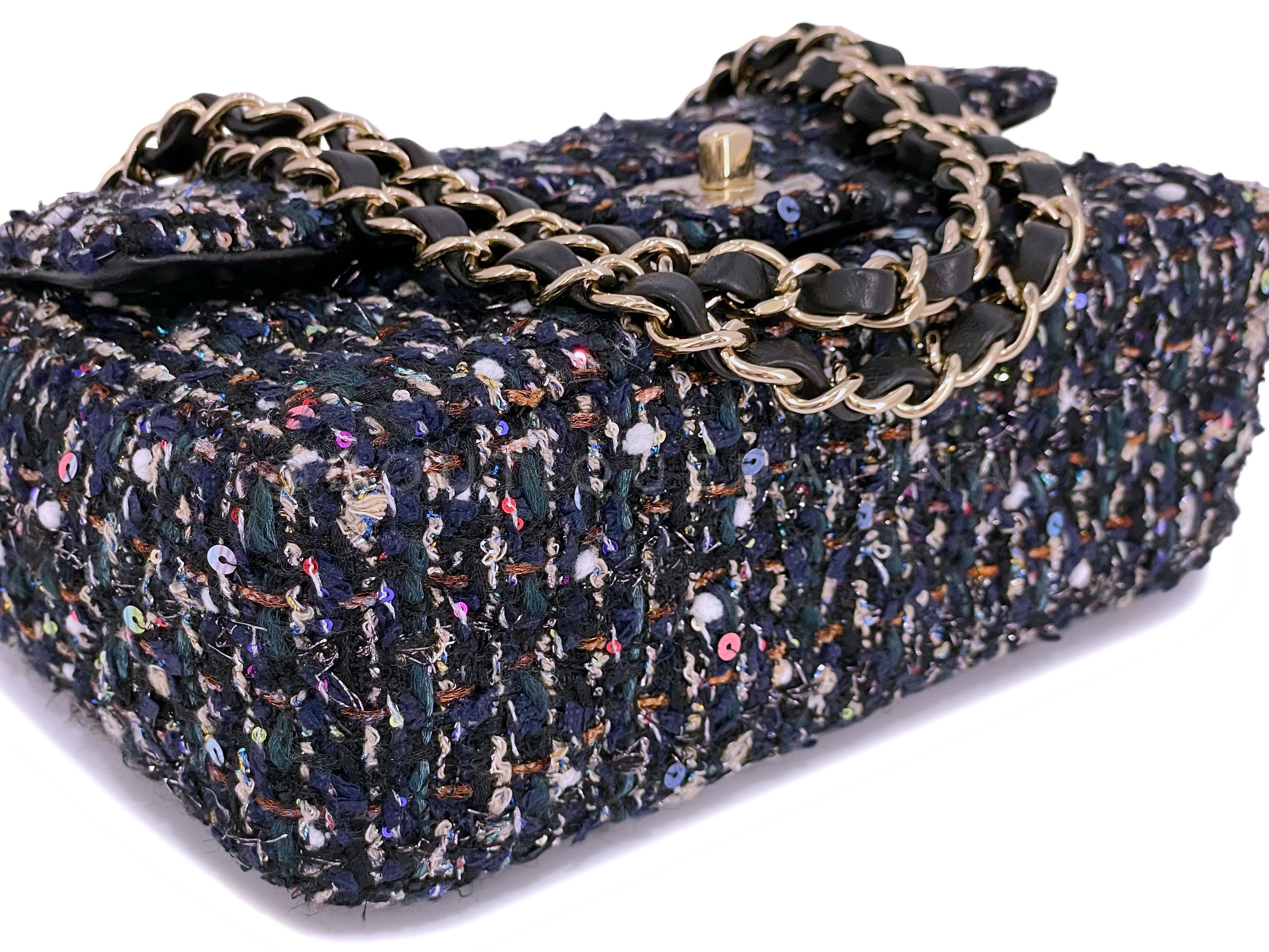 NIB Chanel 21A Metiers D'Art Sequined Tweed Rectangular Mini Flap Bag GHW - Image 6