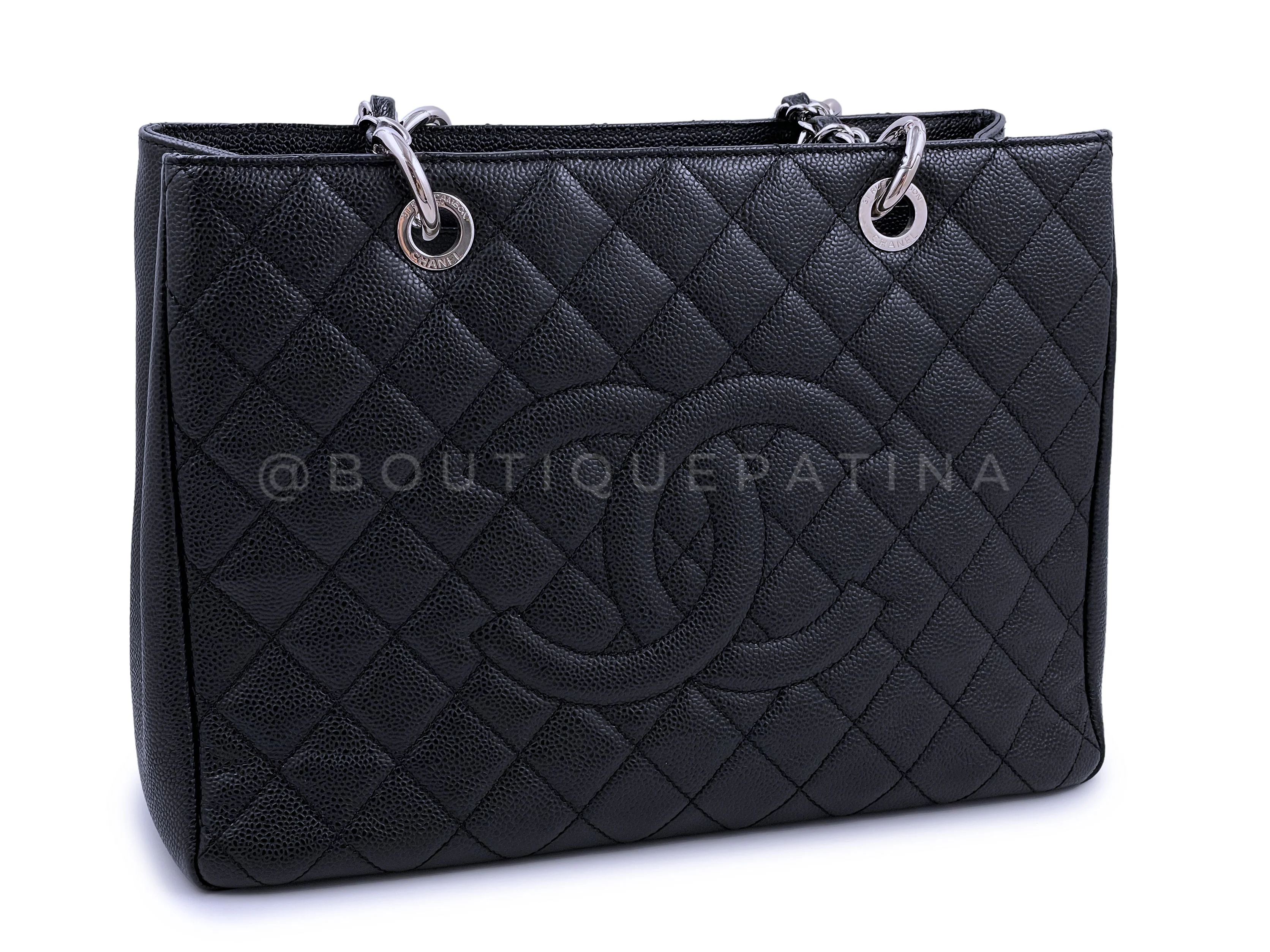 Chanel Black Caviar Grand Shopper Tote GST Bag SHW - Image 3