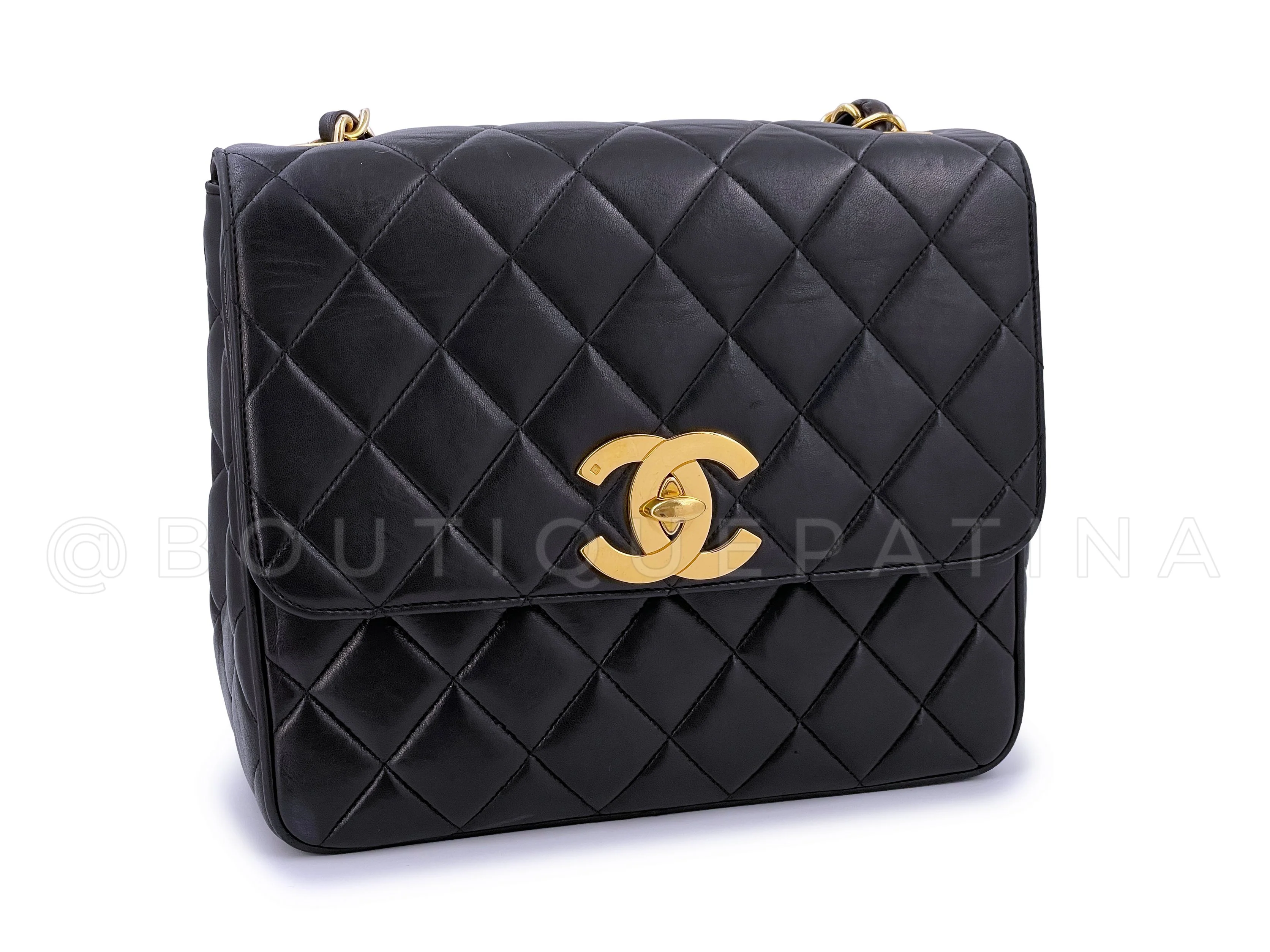 Chanel Vintage 1995 Black Oversized CC Square Crossbody Flap Bag 24k GHW - Image 3