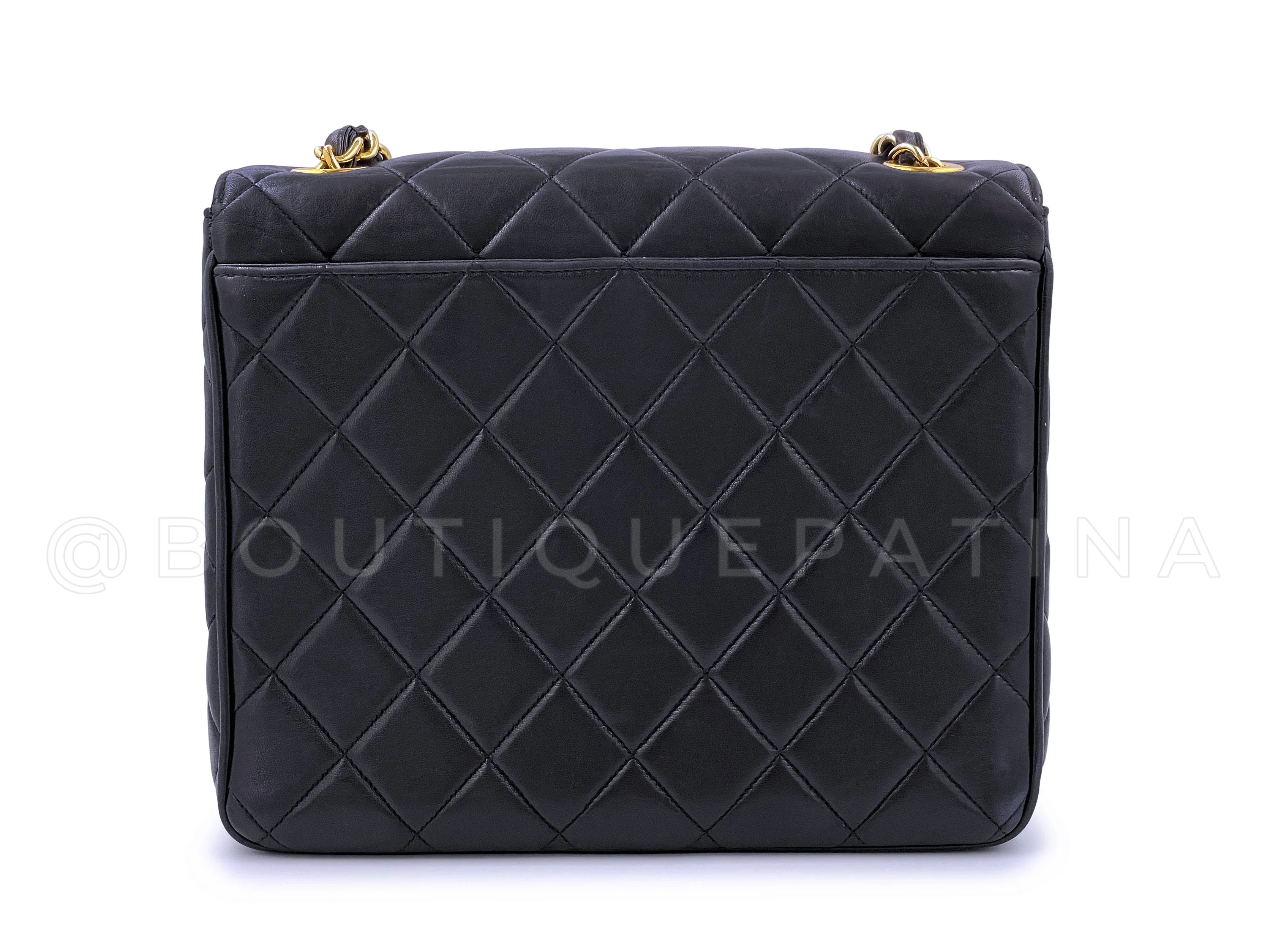 Chanel Vintage 1995 Black Oversized CC Square Crossbody Flap Bag 24k GHW - Image 5