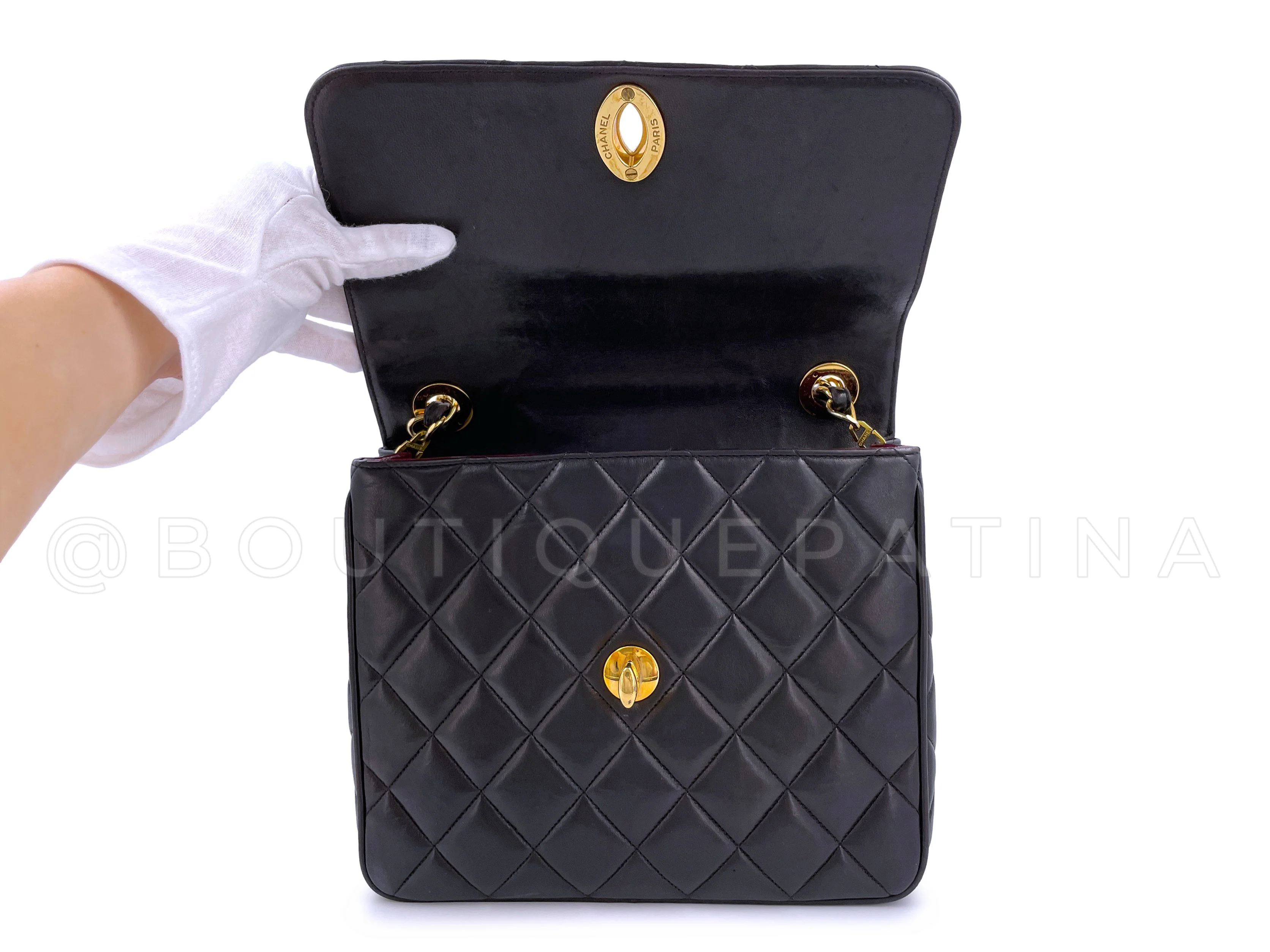 Chanel Vintage 1995 Black Oversized CC Square Crossbody Flap Bag 24k GHW - Image 9