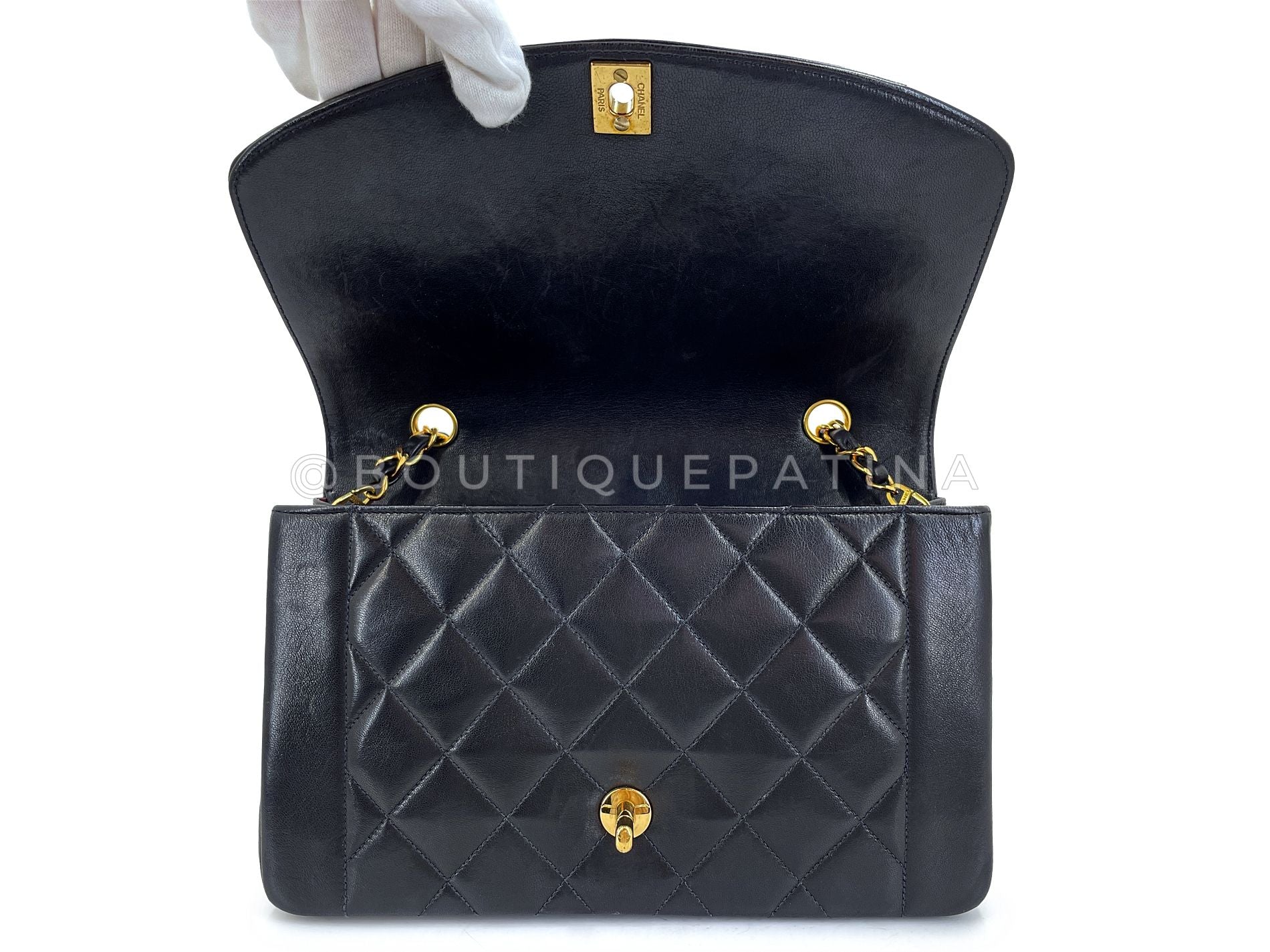 Chanel Vintage 1994 Medium Diana Flap Bag Black Lambskin 24k GHW F1D - Image 9