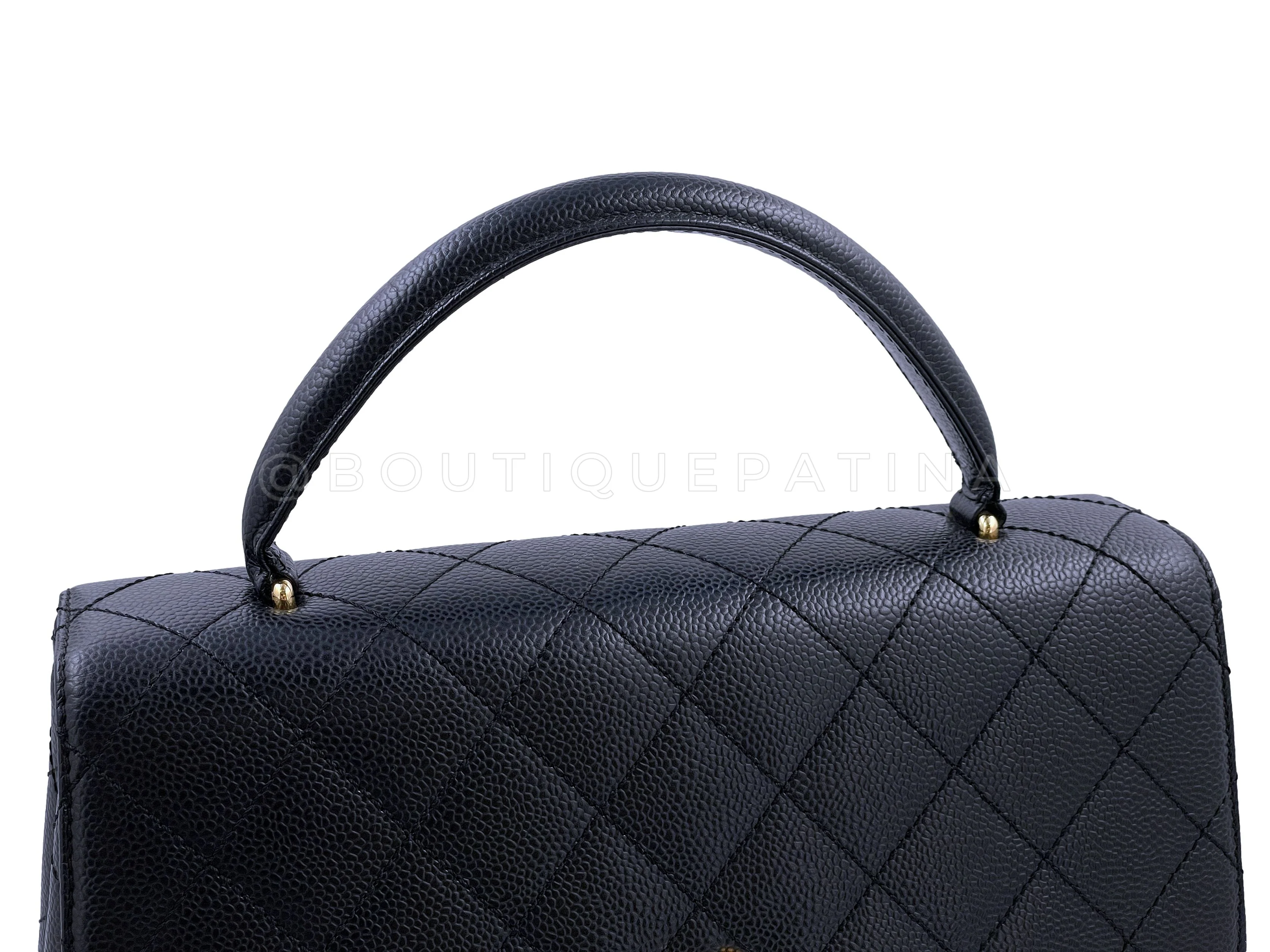 Chanel 2007 VIntage Black Caviar Kelly Flap Tote Bag 24k GHW - Image 3